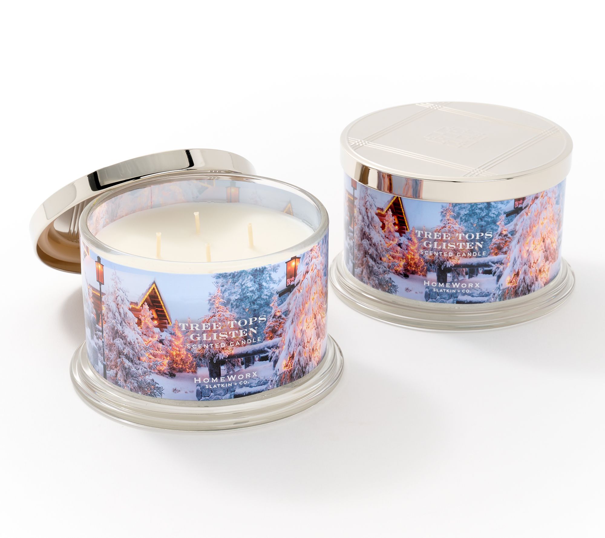 HomeWorx by Slatkin + Co. S/2 18oz Tree Tops Glisten Candles