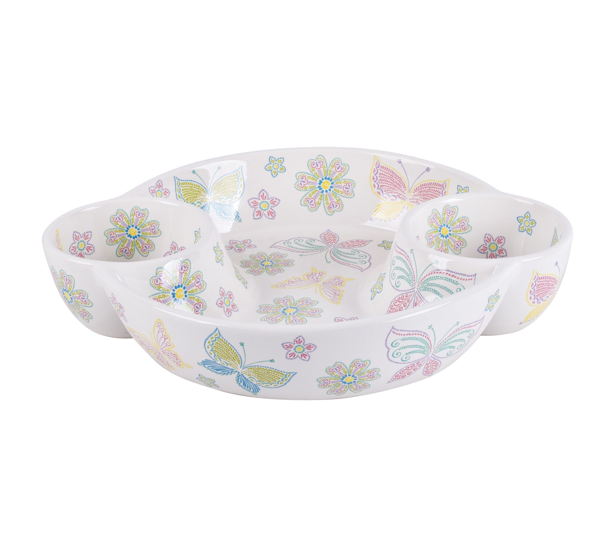 "As Is" Temp- tations Seasonal 12" Divided Platter w/ Dip Bowls