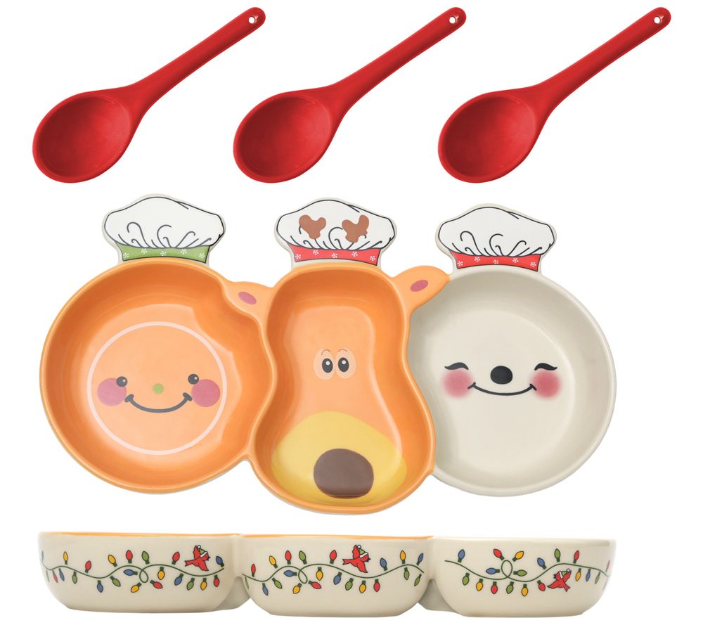 Temp-tations Seasonal Triple Dip Serving Set w/ Spreader