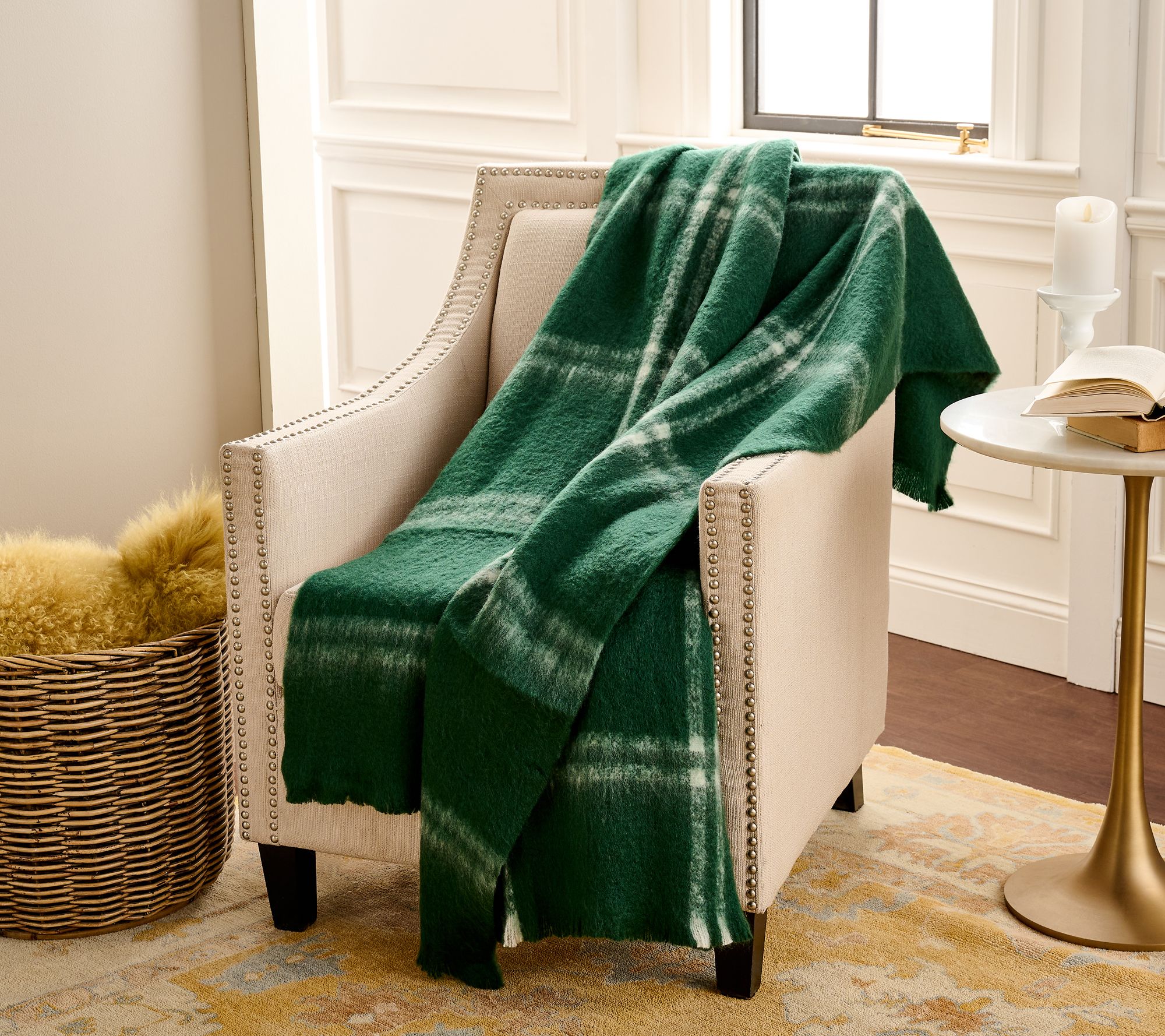 As Is Faux Mohair Windowpane Plaid Throw byLauren McBride