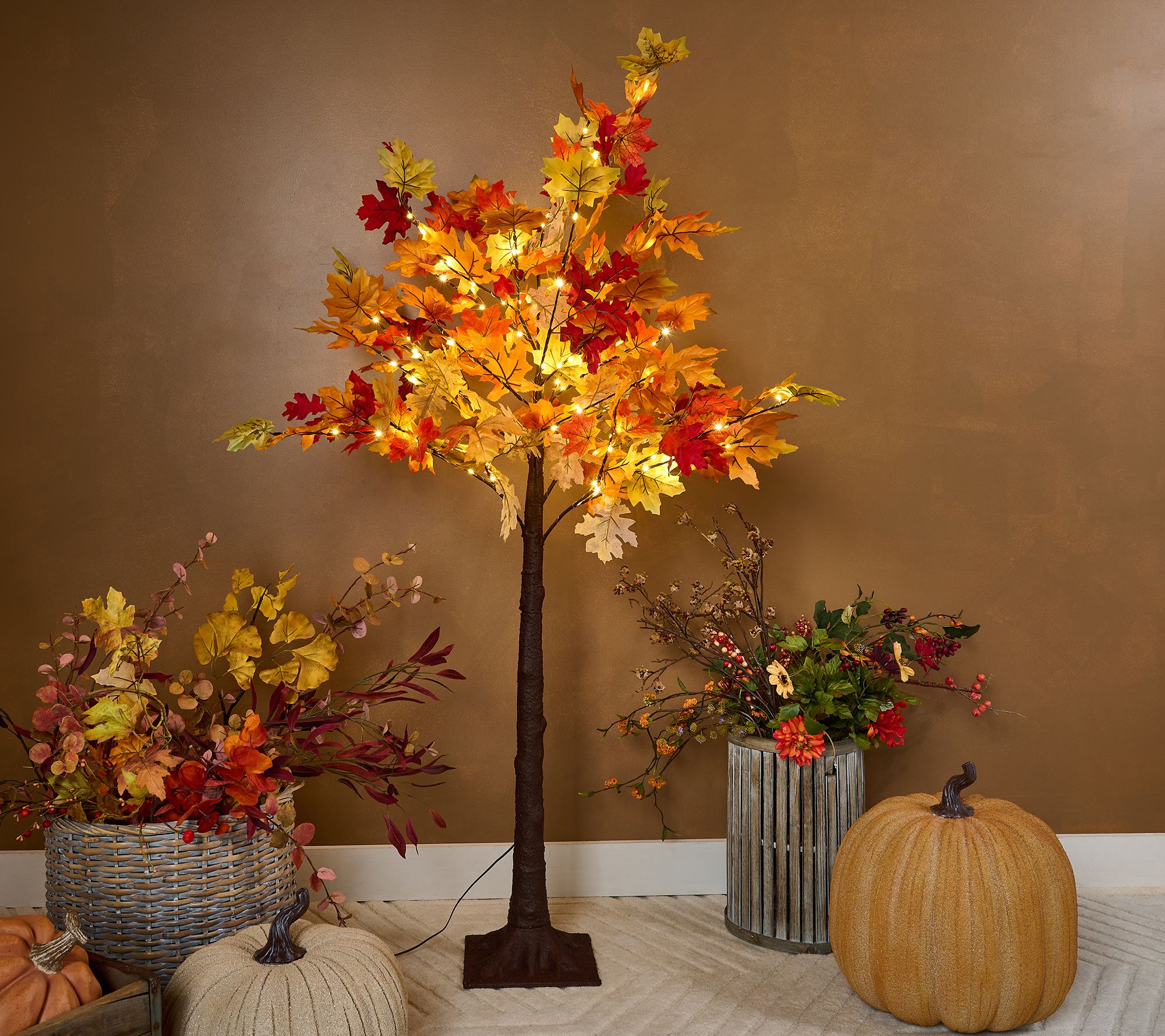 "As Is" 5" Indoor/Outdoor Illuminated Maple Leaf Tree by Valerie
