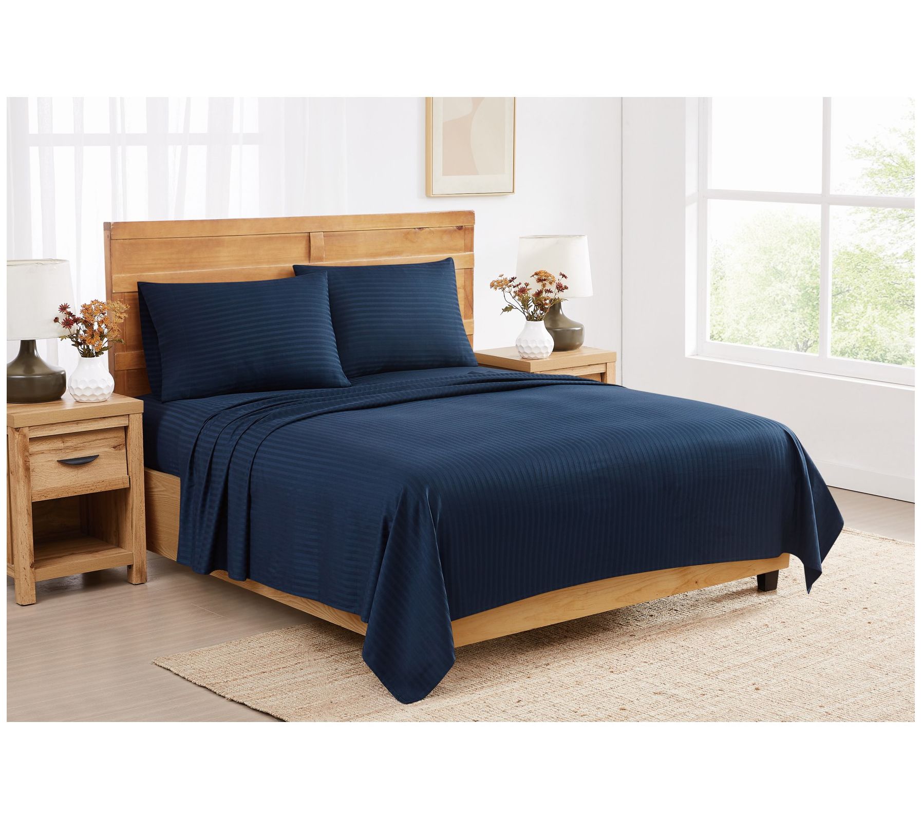 Royal Velvet Signature Dobby Stripe 4 Piece CalKing Sheet Set