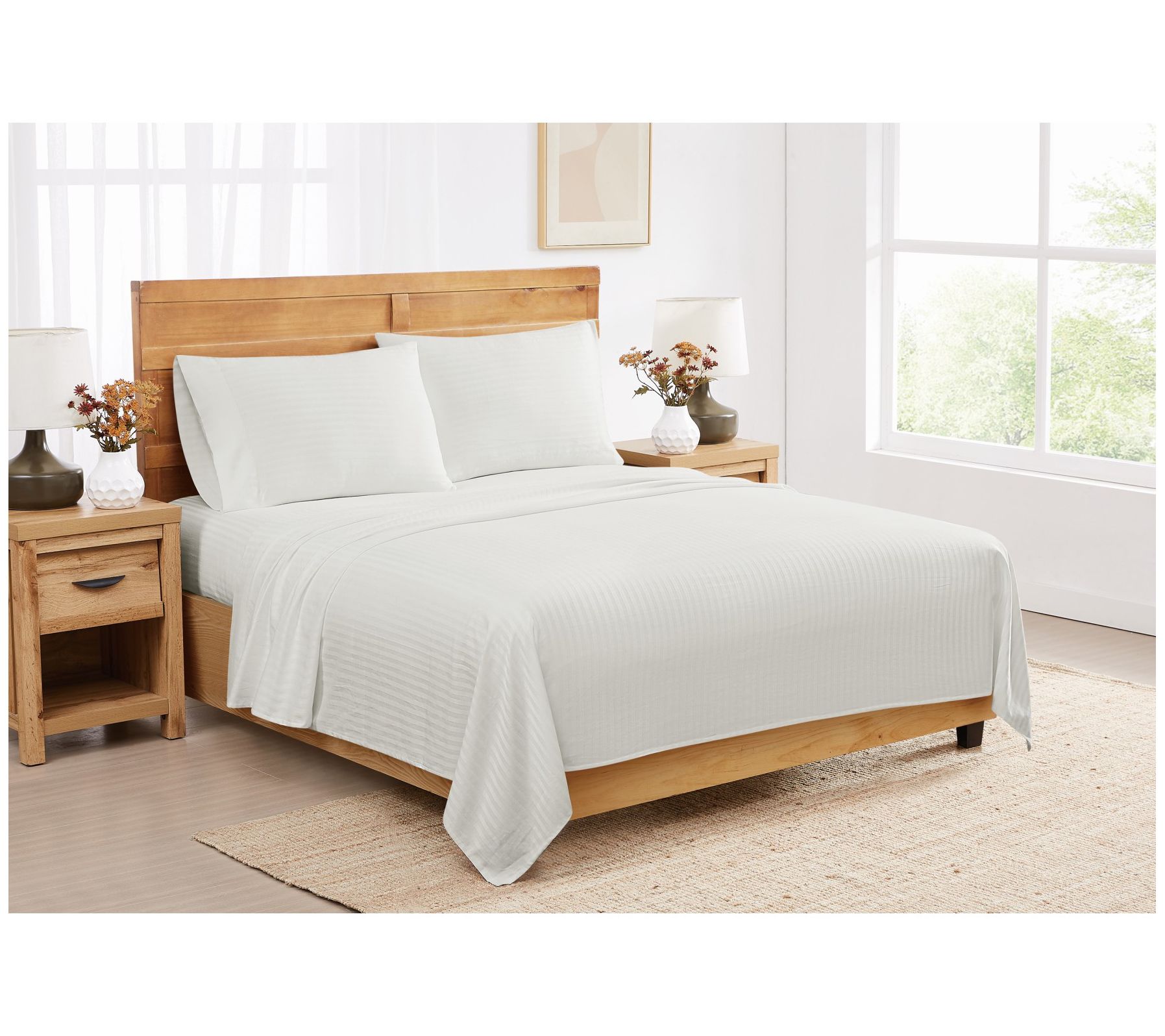 Royal Velvet Signature Dobby Stripe 4 Piece CalKing Sheet Set