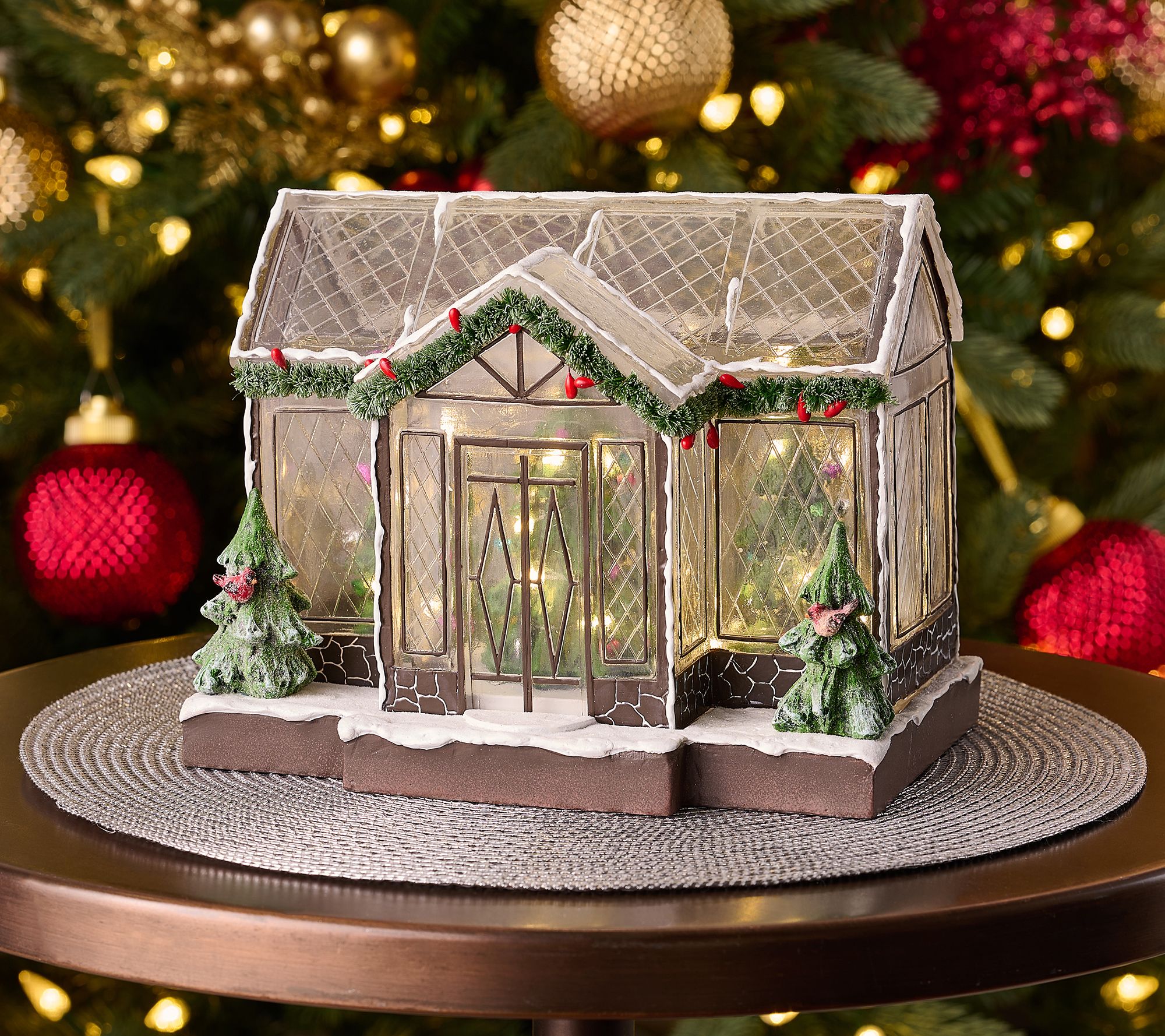 ShWk 8/4 Illuminated Snow-Dusted Conservatory by Valerie