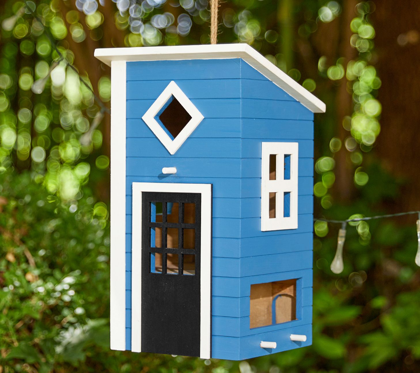 Glitzhome 14" Modern Blue Solid Wood Outdoor Garden Birdhouse