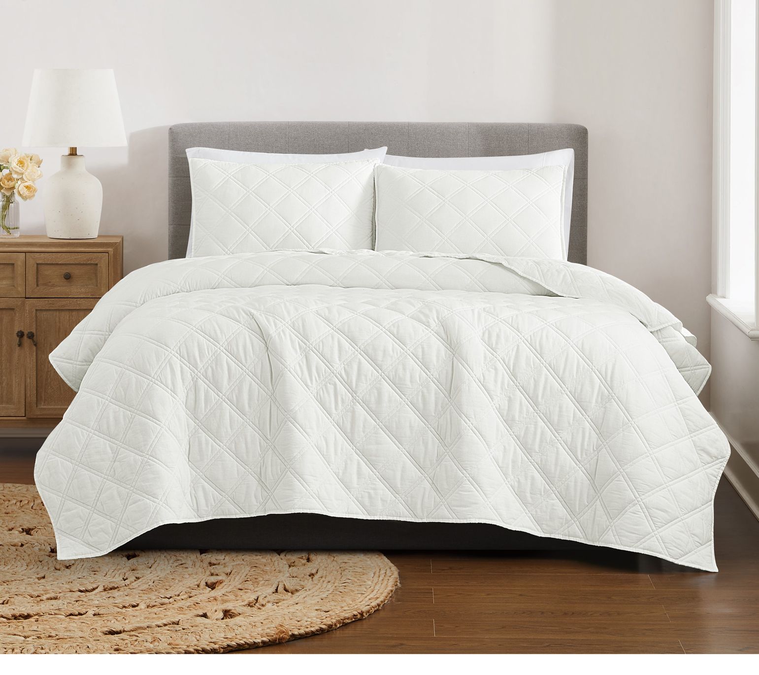Brooklyn Loom Diamond Washed Cotton Twin/Twin XL Quilt Set