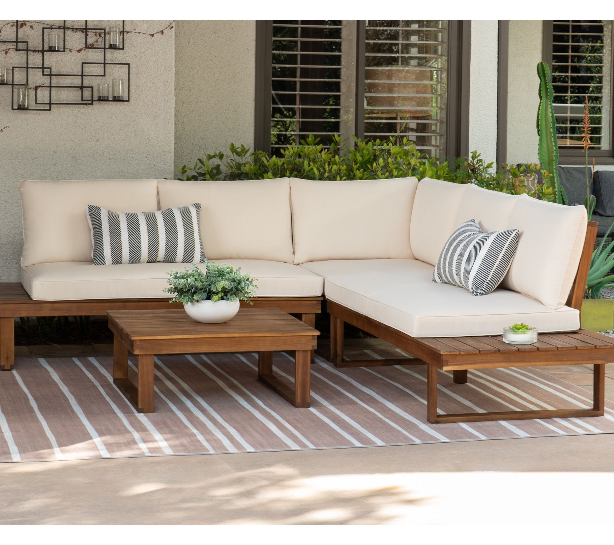 Linon Home Skypark Outdoor 4PC Lovseat Corner Table Set