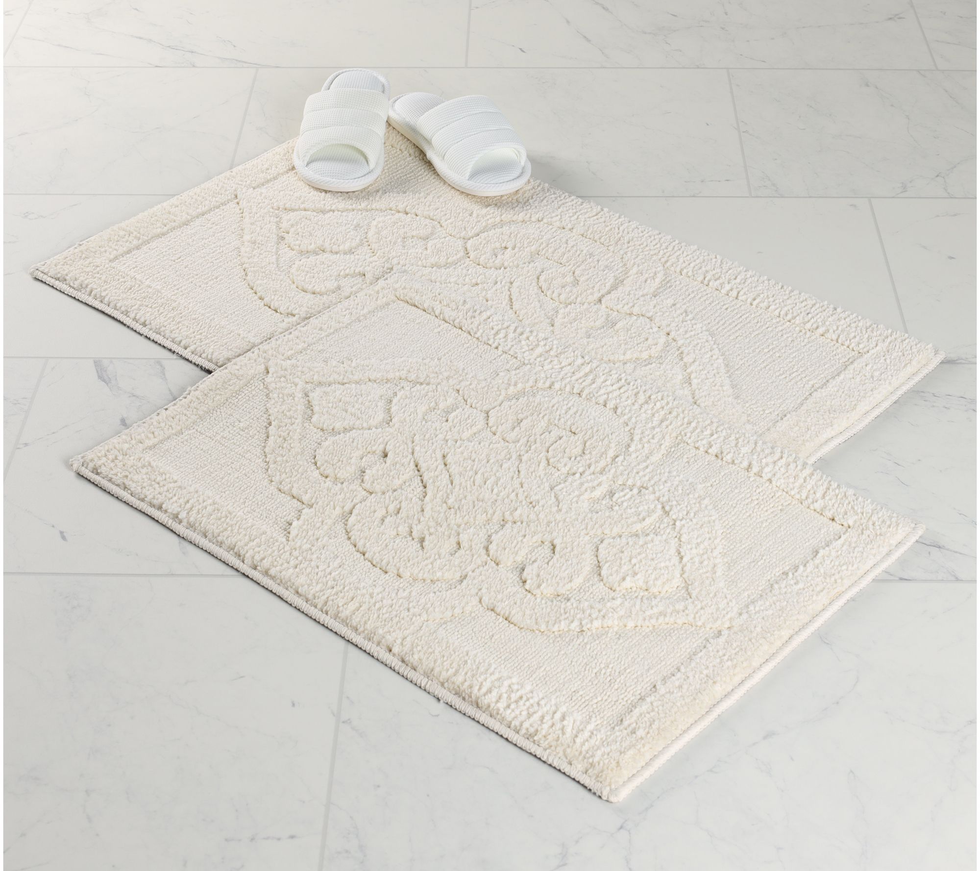 Superior 2 Piece Myra Medallion Washable Bath Rug Set, Large