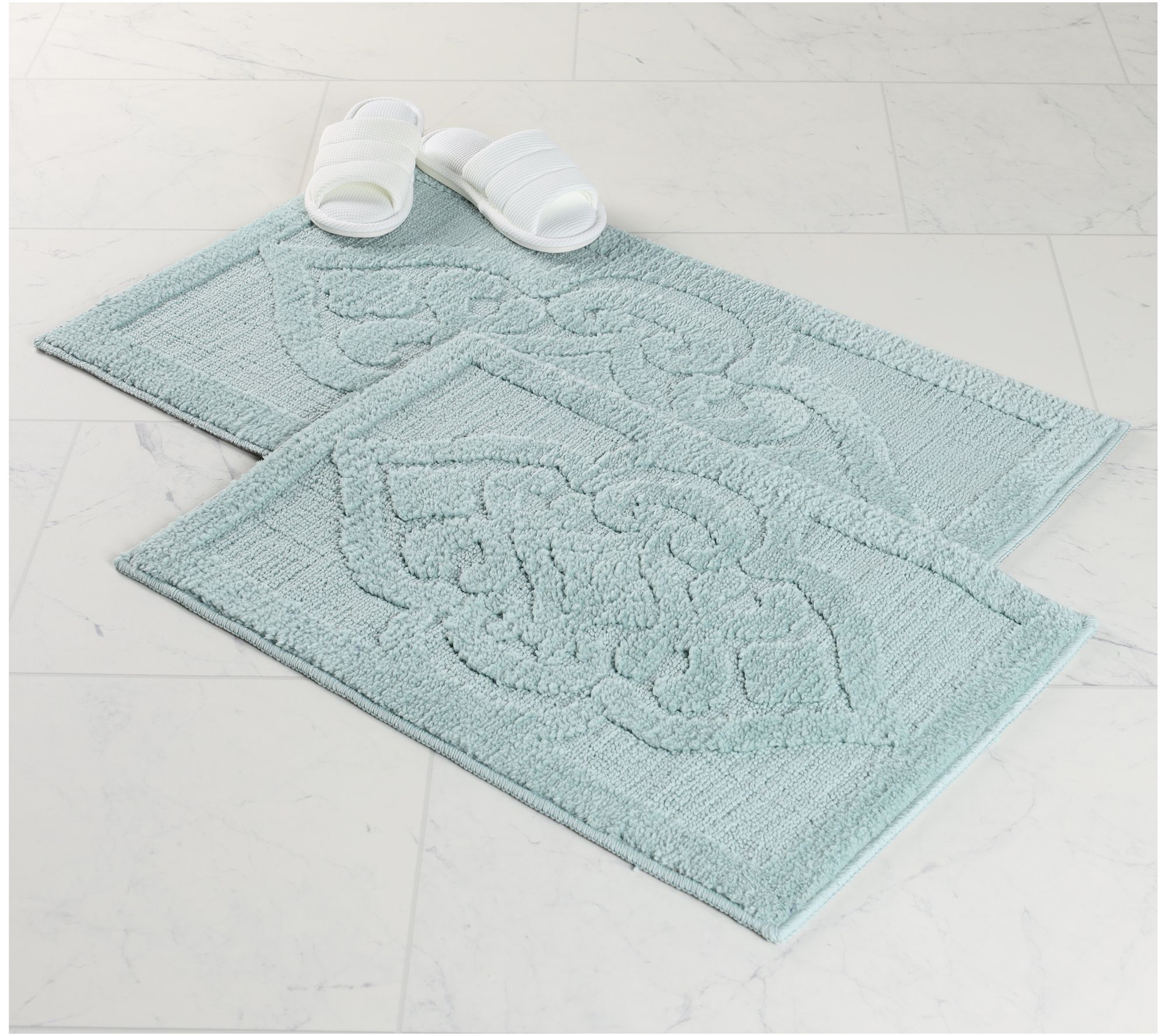 Superior 2 Piece Myra Medallion Washable Bath Rug Set, Large