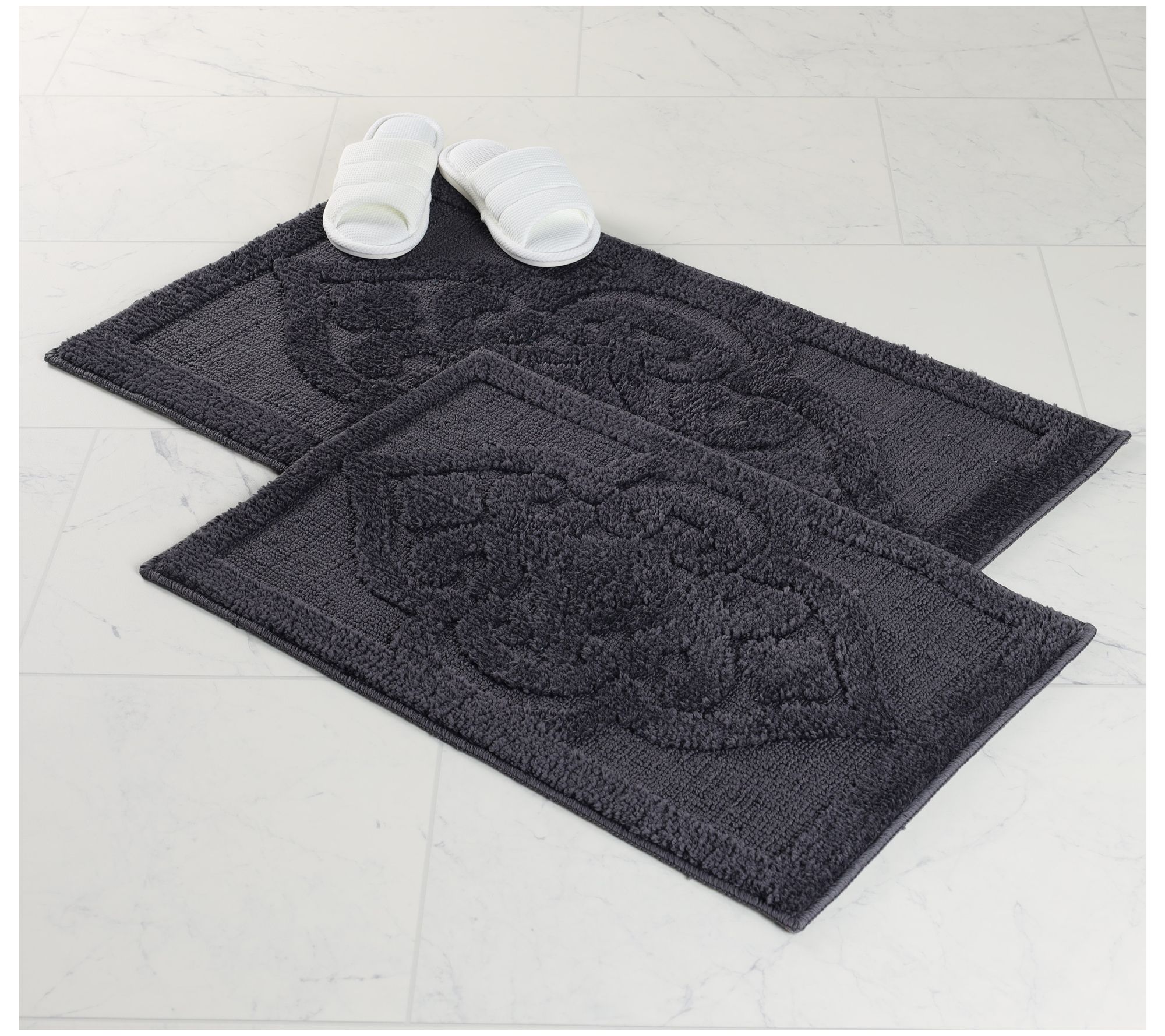Superior 2 Piece Myra Medallion Washable Bath Rug Set, Large