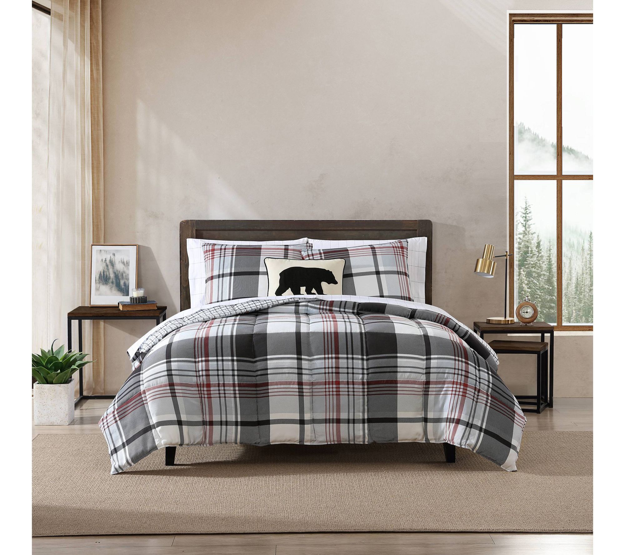 Eddie Bauer Normandy Plaid Reversible King Duvet Cover Set