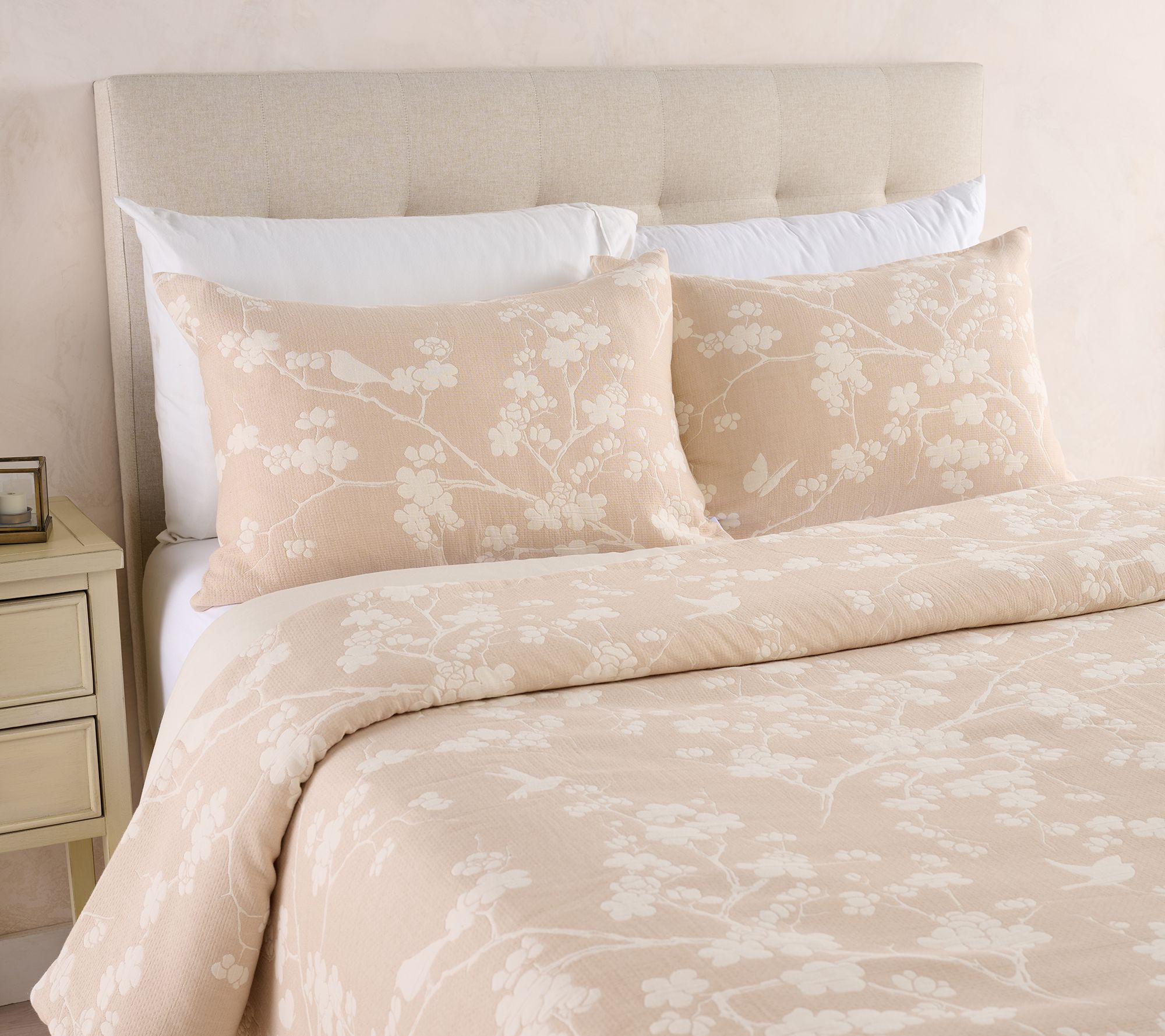 Northern Nights Cherry Blossom Jacquard Comforter & Sham Set- Twin