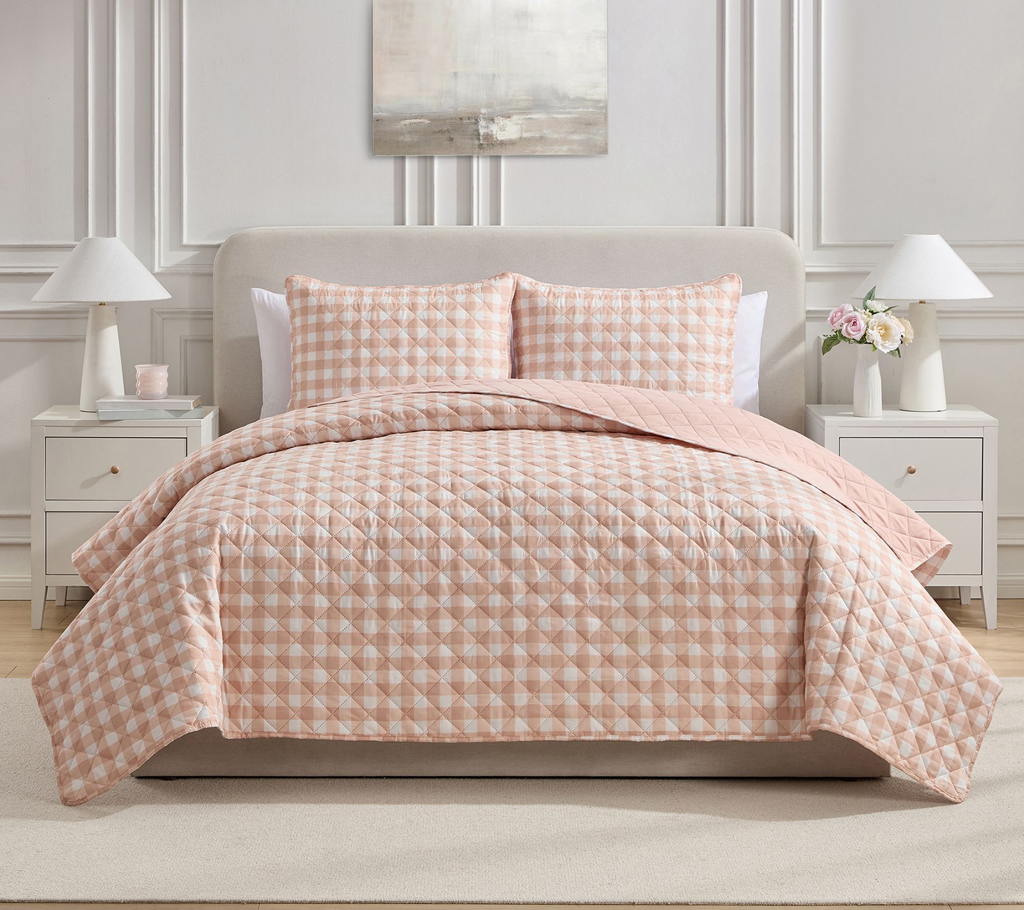 VCNY Home Gingham Microfiber Quilt Set, Twin