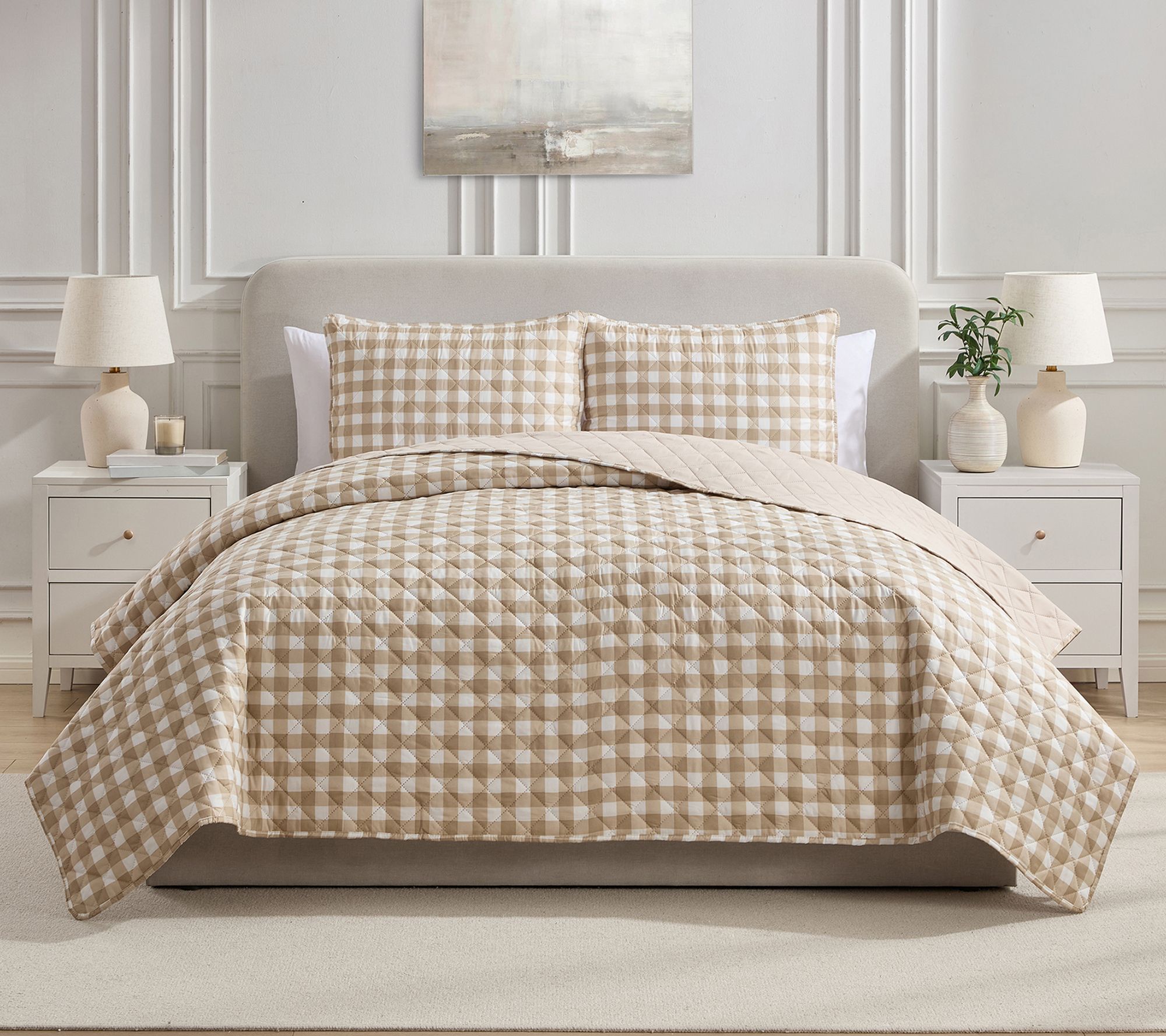 VCNY Home Gingham Microfiber Quilt Set, Twin