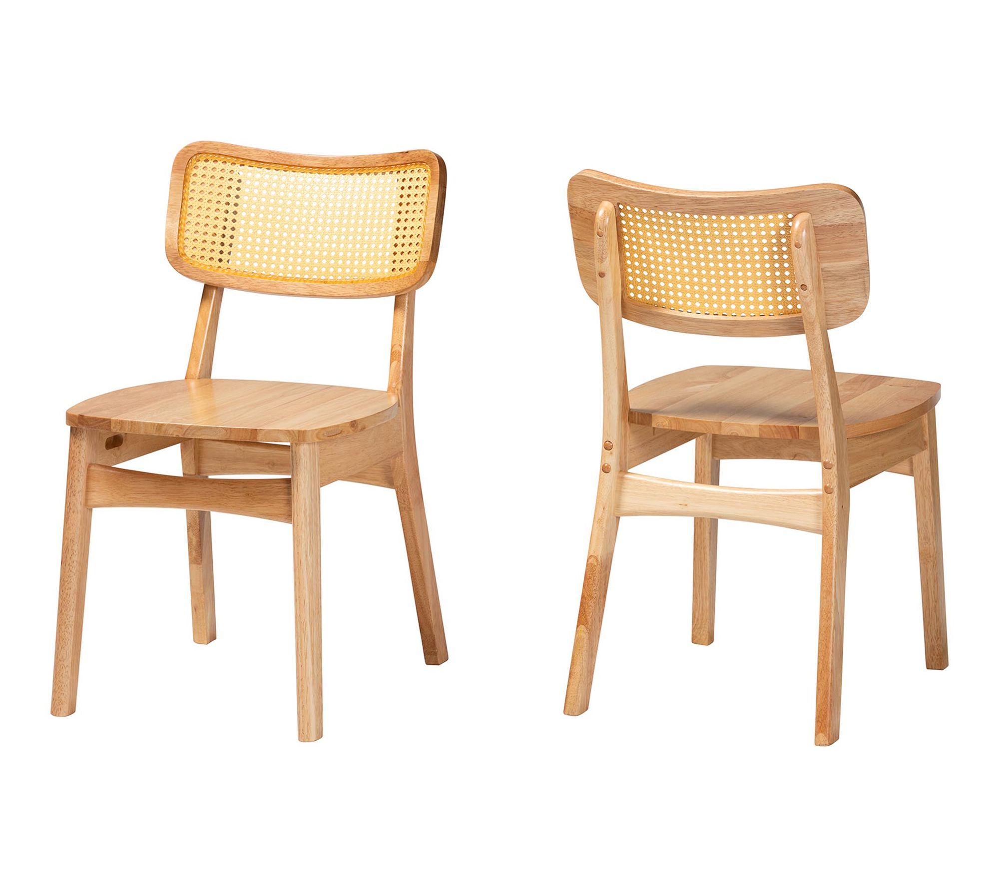 Baxton Studio Tadeo Wood and Rattan Dining Chair Set of 2
