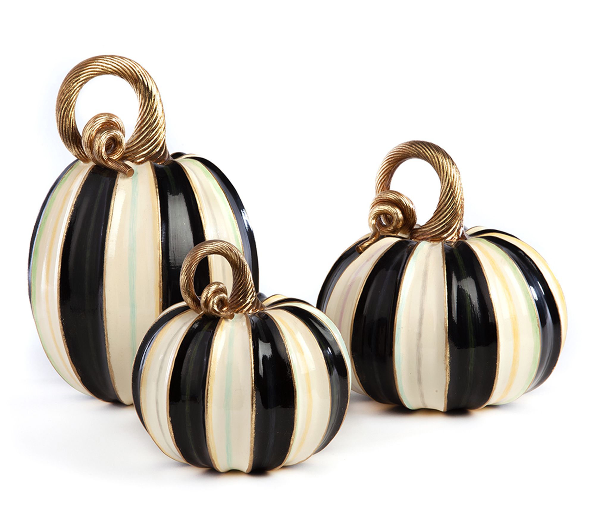  MacKenzie- Childs Set of 3 Elegant Stripe Pumpkins - H521864