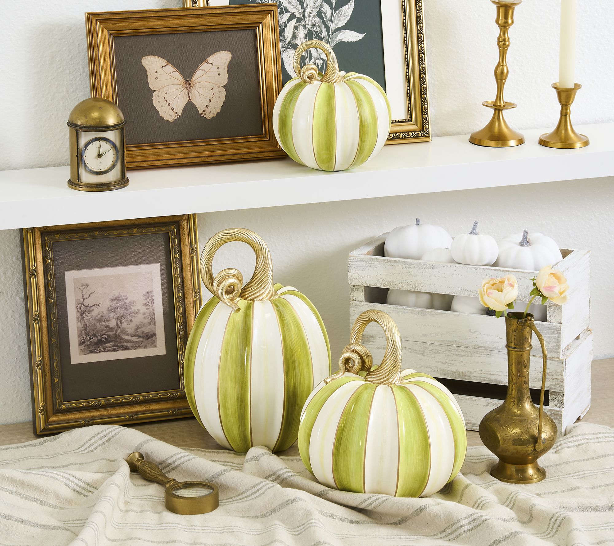 MacKenzie- Childs Set of 3 Elegant Stripe Pumpkins | QVC
