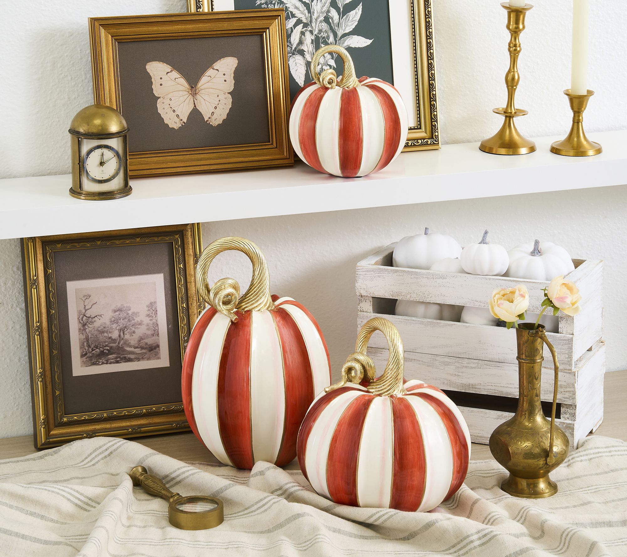 3pumpkin’Zu様　ご確認用 MacKenzie- Childs Set of 3 Elegant Stripe Pumpkins | QVC