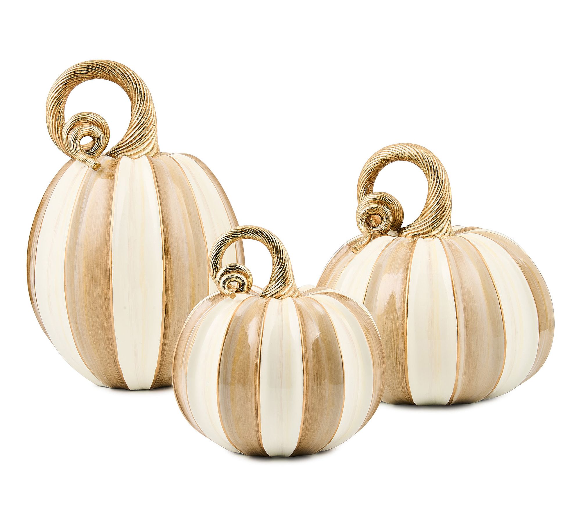 MacKenzie- Childs Set of 3 Elegant Stripe Pumpkins