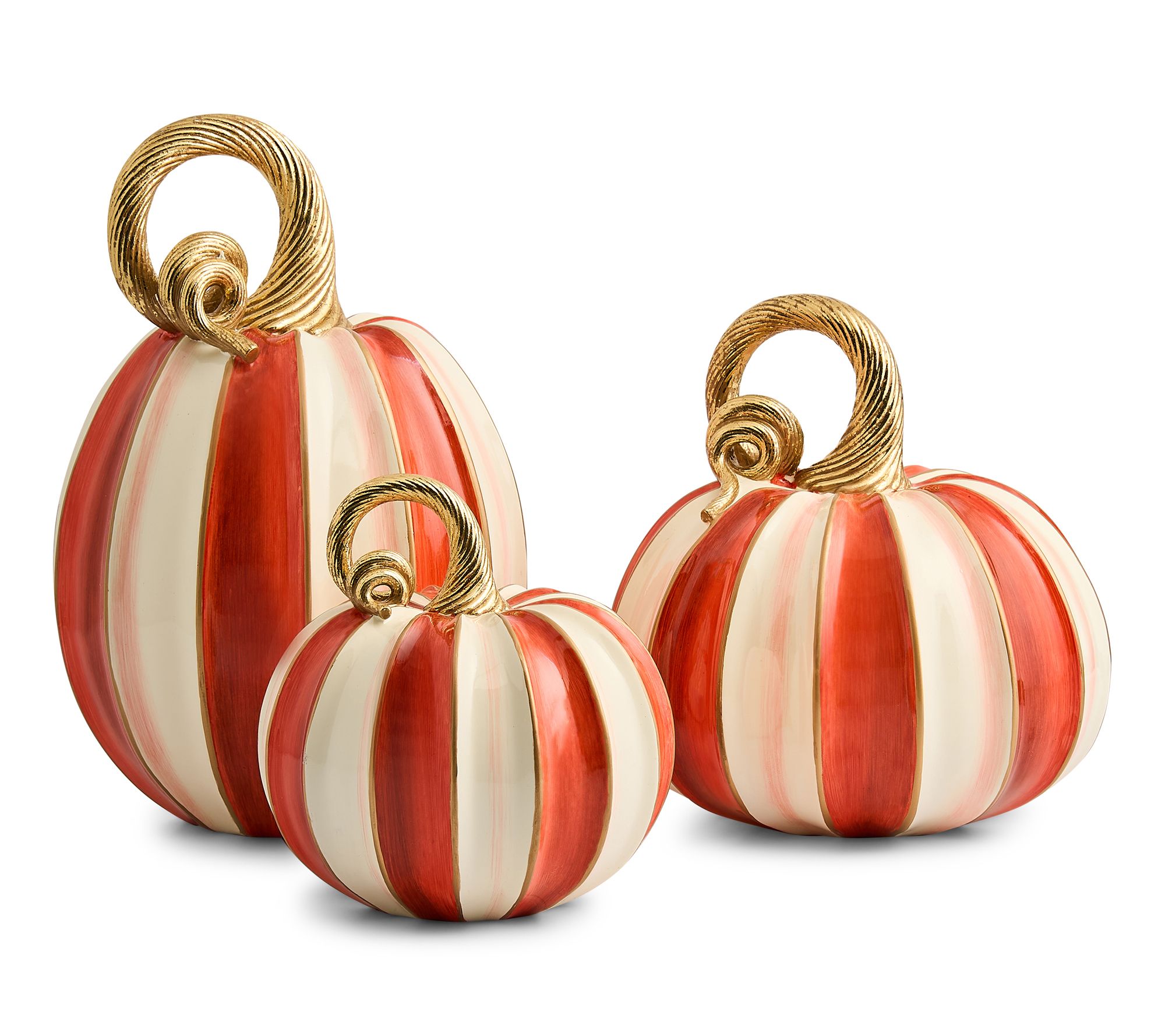MacKenzie- Childs Set of 3 Elegant Stripe Pumpkins