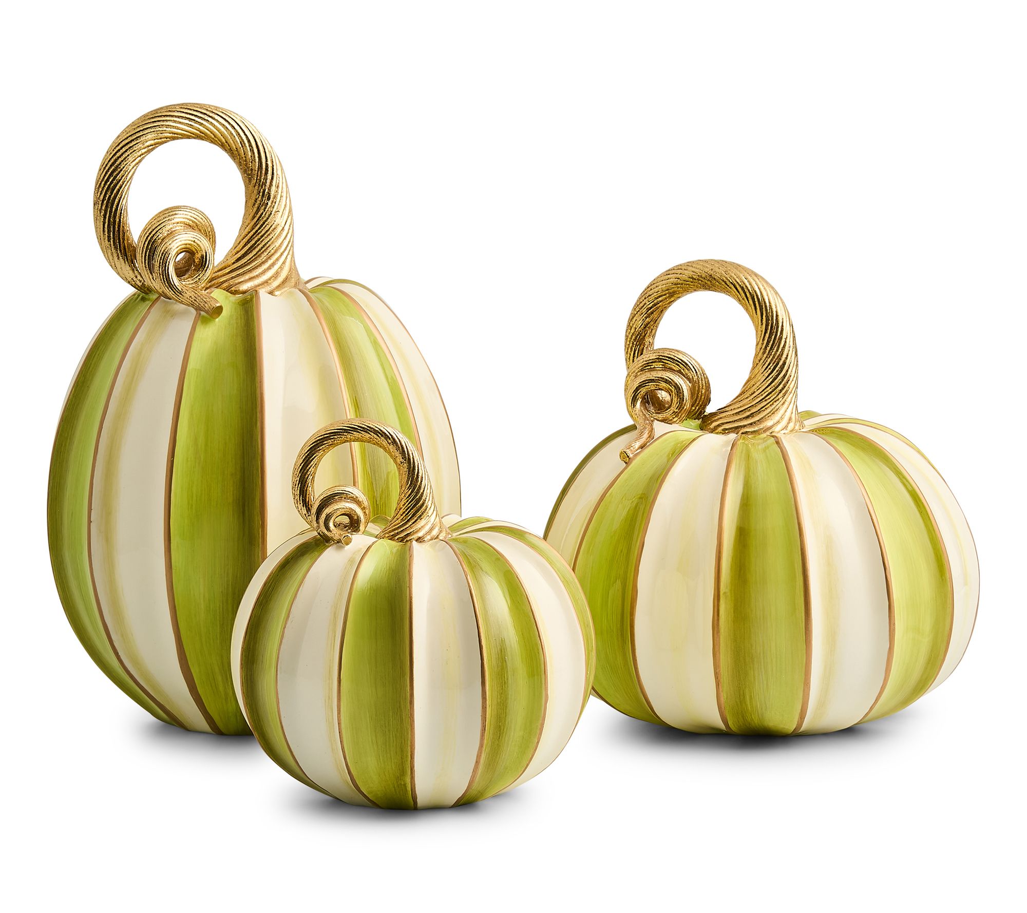 MacKenzie- Childs Set of 3 Elegant Stripe Pumpkins
