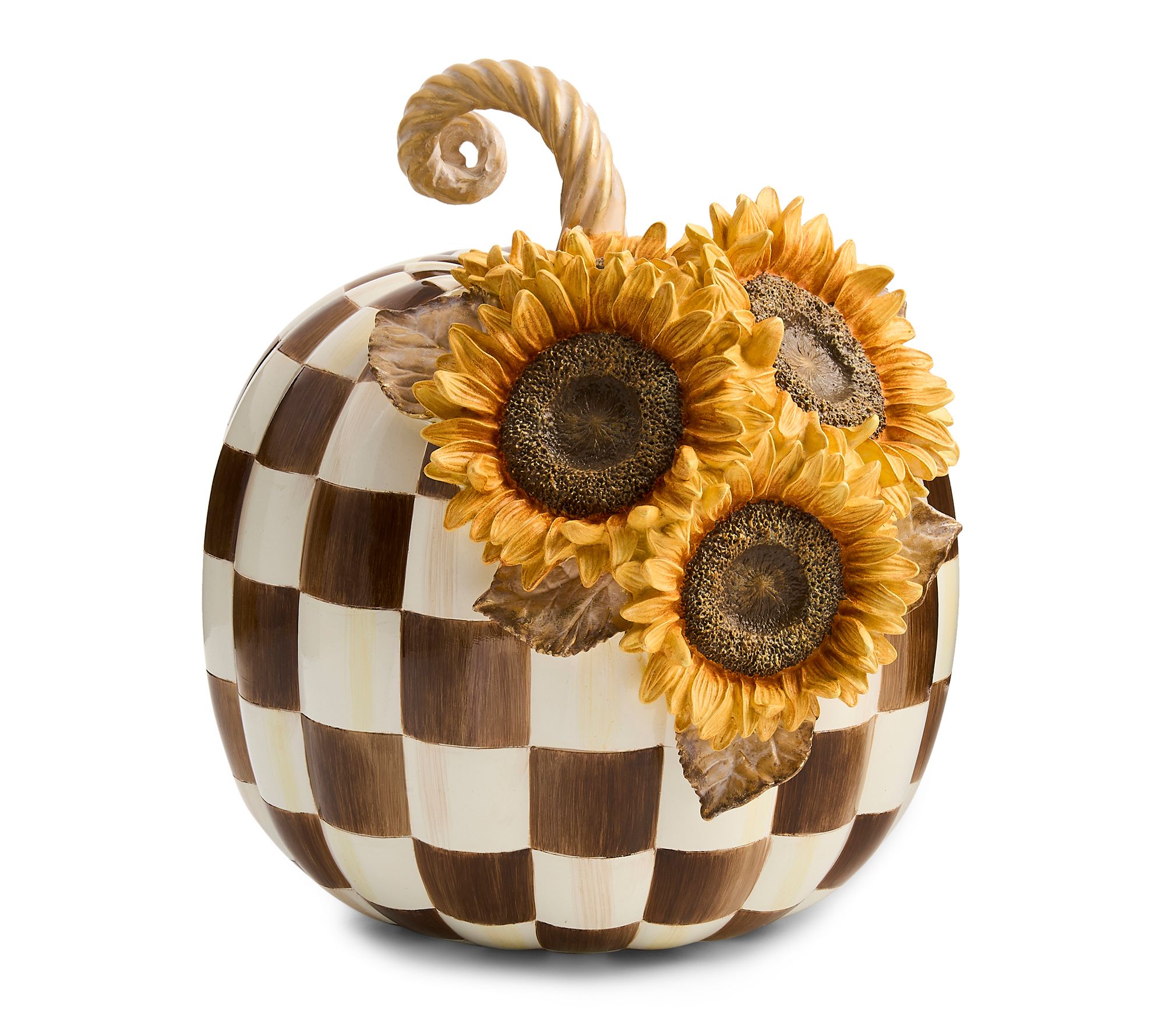 MacKenzie- Childs Chocolate Check Sunflower Pumpkin