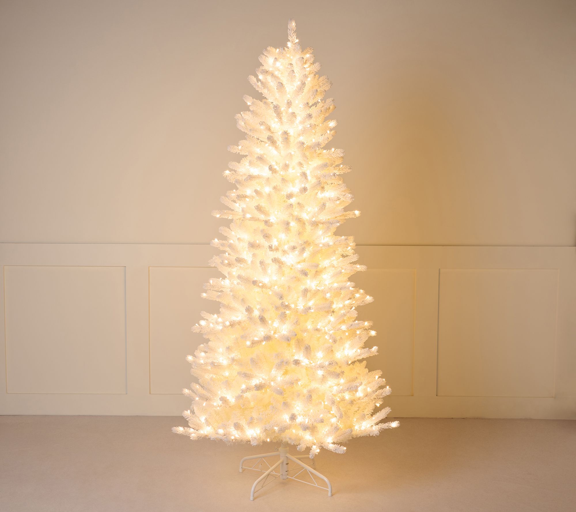 Bethlehem Lights 7' White Flocked Tree with Color Flip LEDs