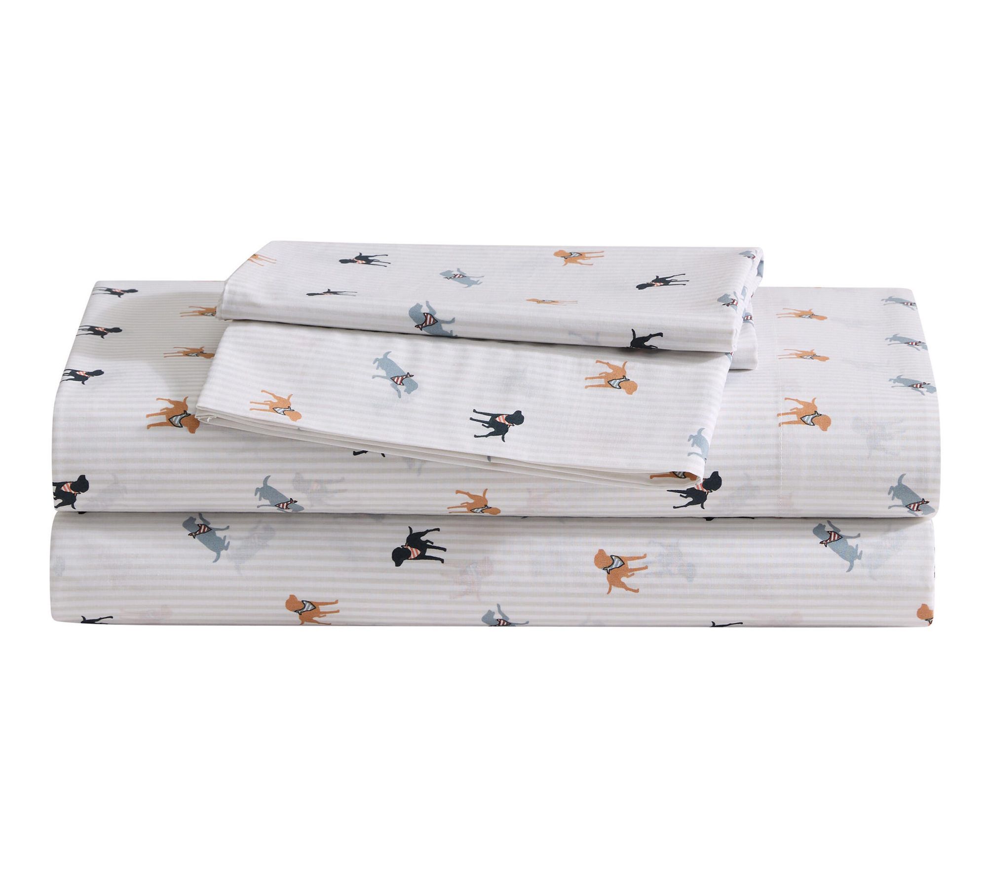 Eddie Bauer Buddy Scarves & Stripes Cream Cotton QN Sheet Set