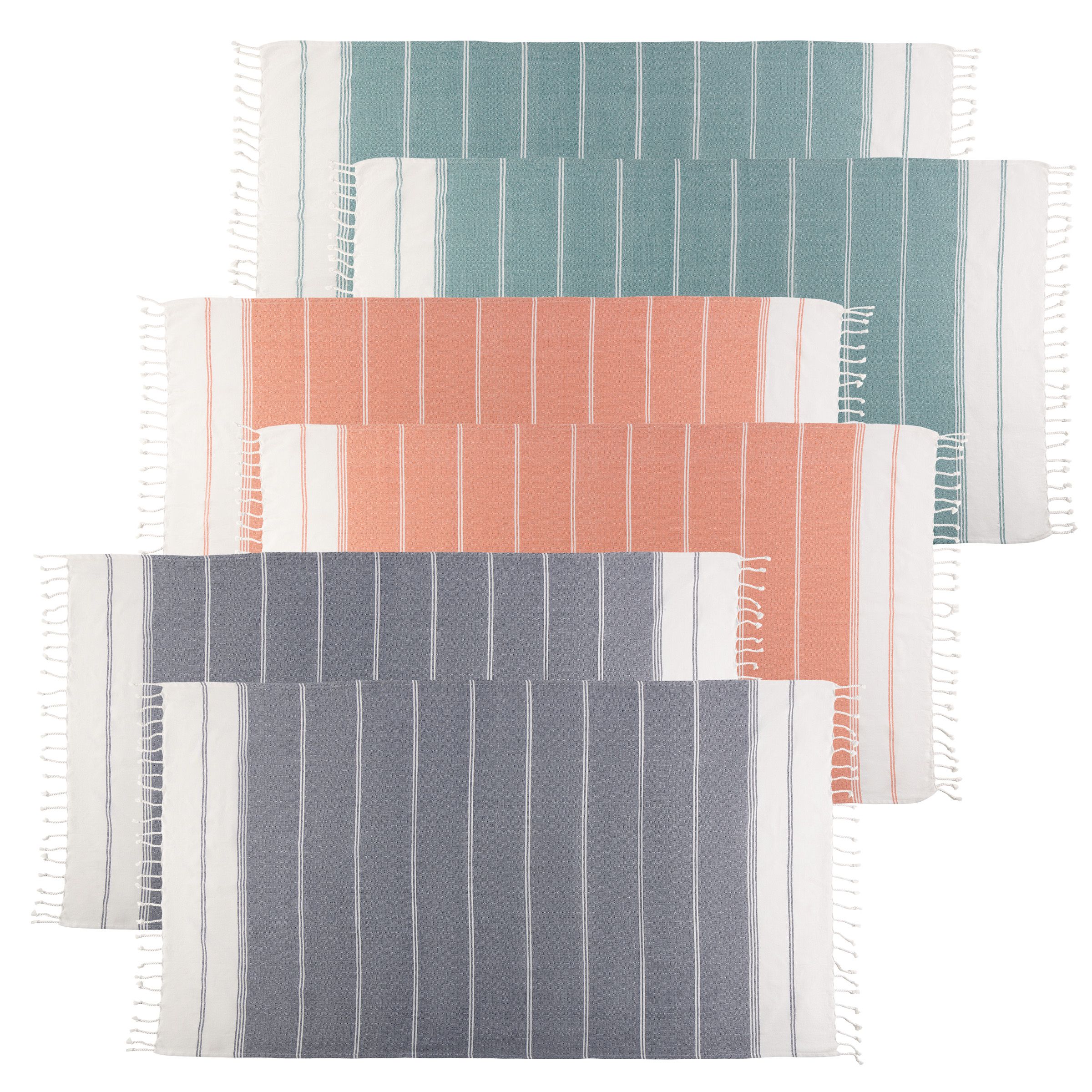 Lavish Home 6 Pack Turkish Beach Towel Set Oversized Blanket