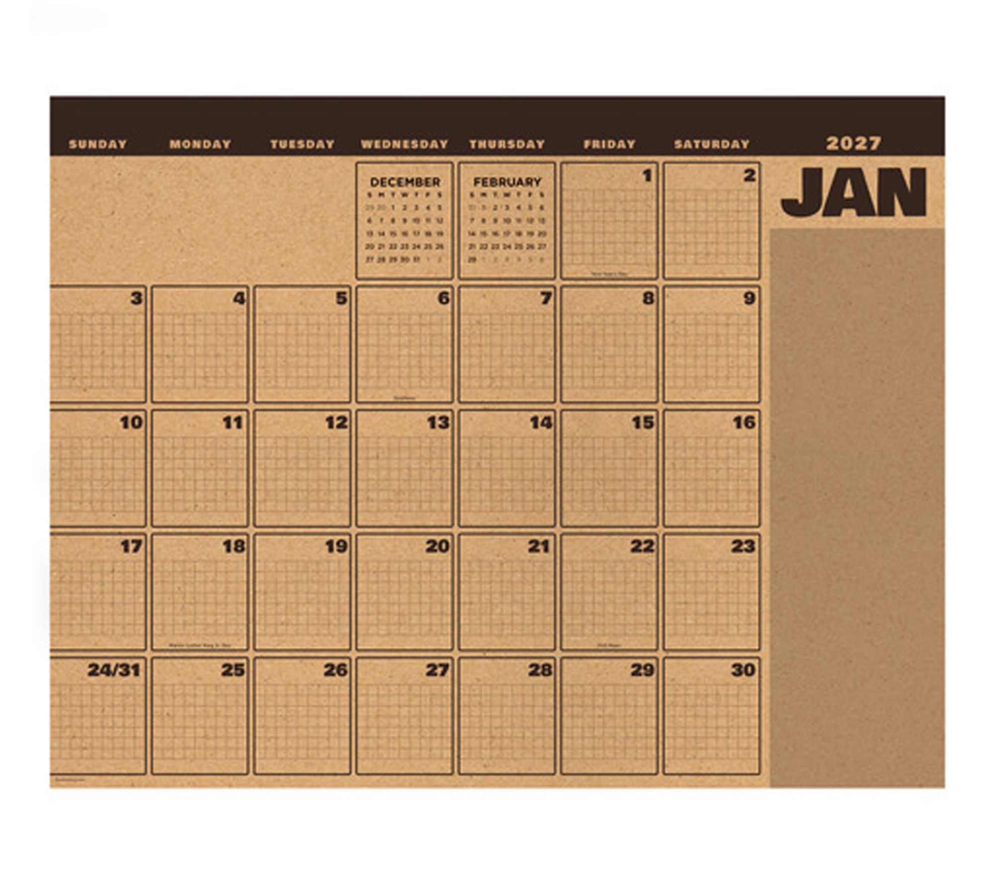 2027 Trail + Timber Large Desk Pad Monthly Blotter Calendar