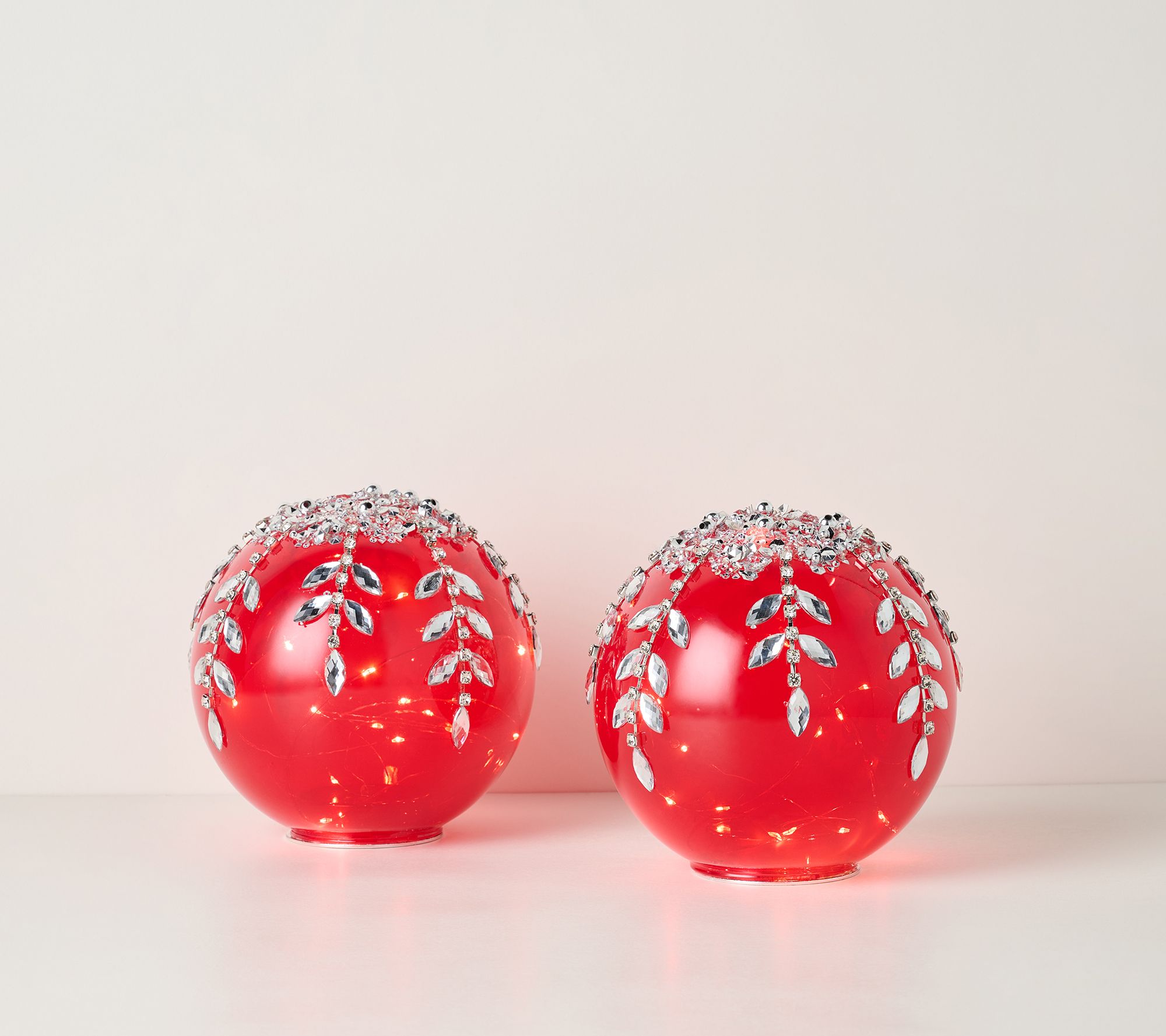 Set of 2 6" Illuminated Faceted Jewel Spheres by Valerie