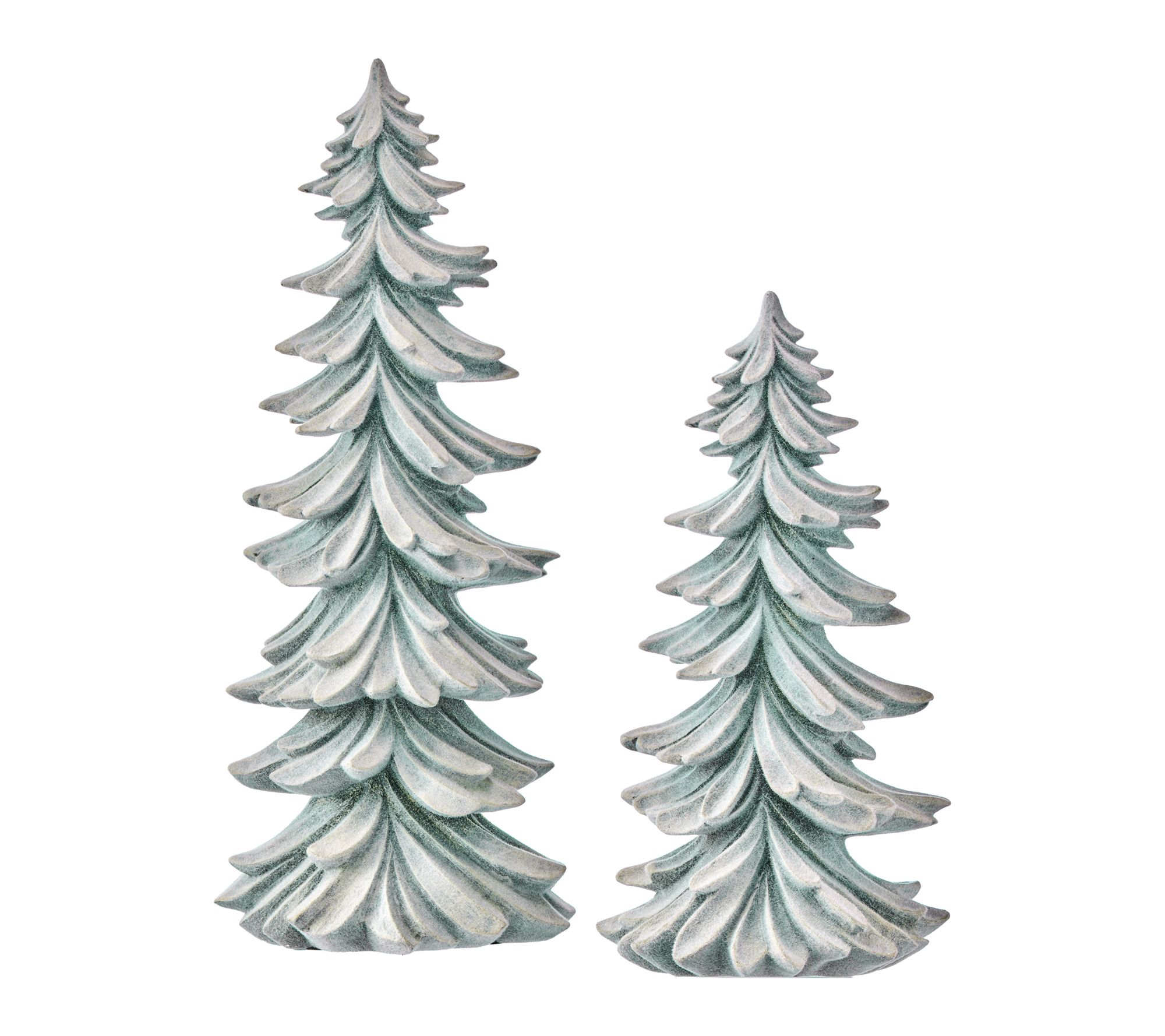 12-16" Resin Flocked Layered Trees Set of 2 by Valerie