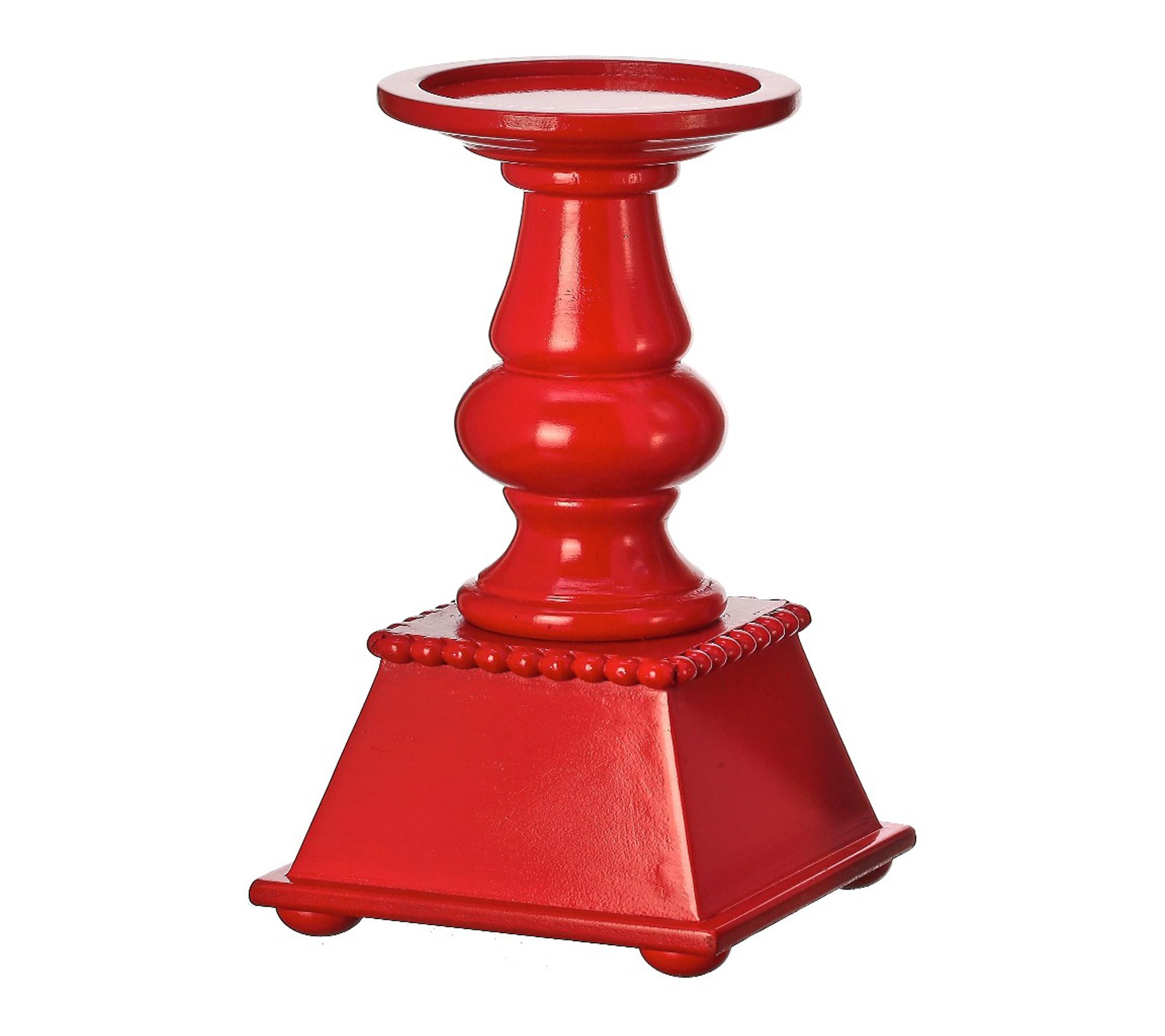 RC Home Decor -12" Wood and Metal Candle Stand in Red