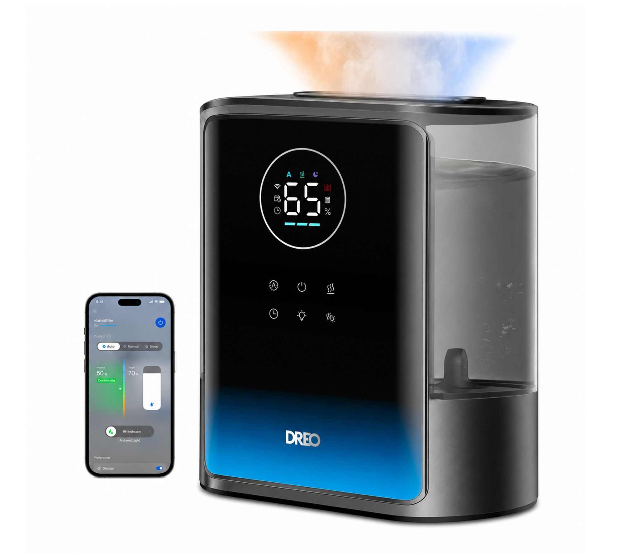 DREO 8L Smart Humidifier 80H Runtime, Warm Cool Mist, RGB Light
