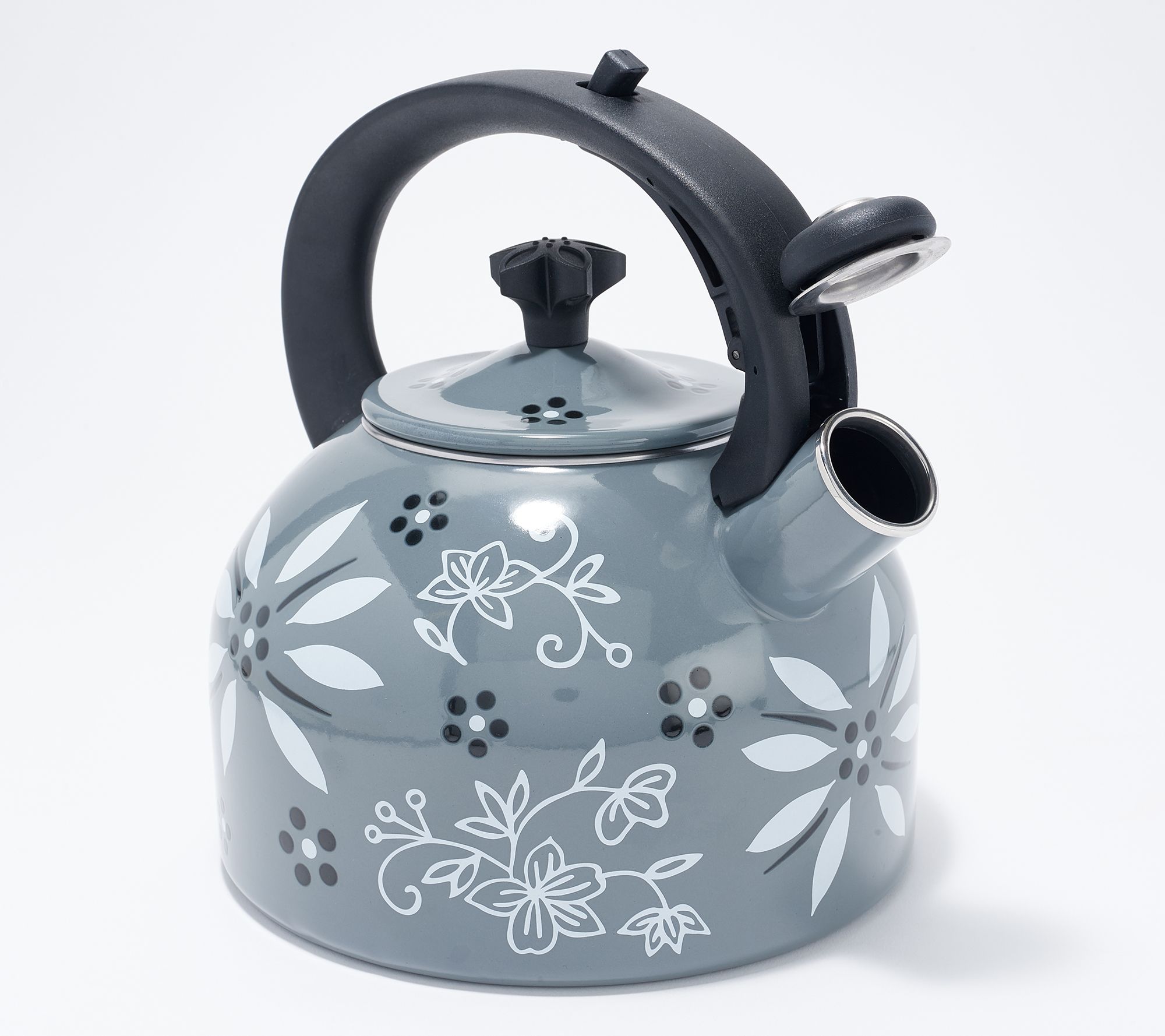 Temp-tations 2.3-qt Enamel on Steel Holiday Tea Kettle 