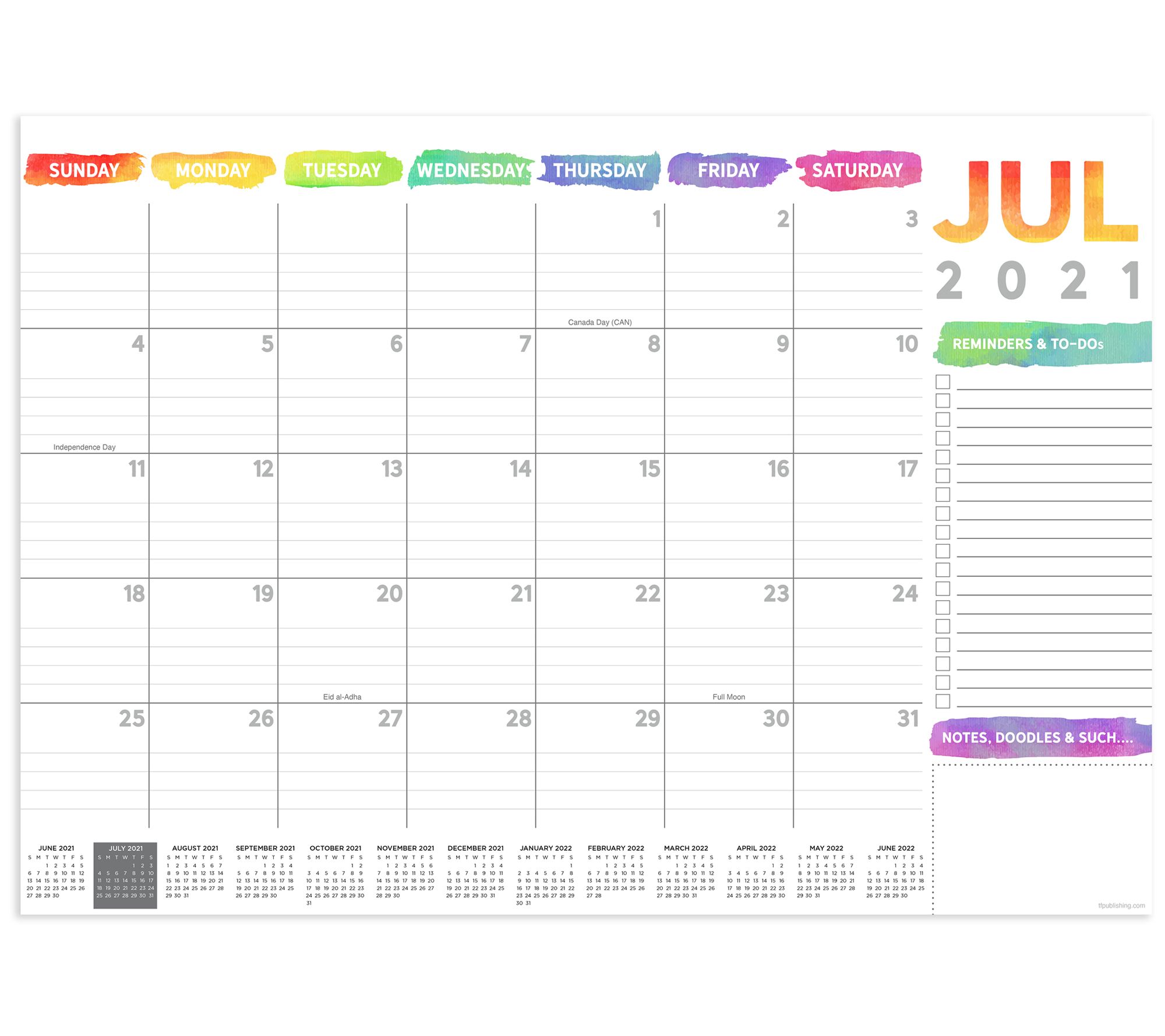 Tf Publishing Rainbow Blocks Calendar July 2021 June 2022 Qvc Com
