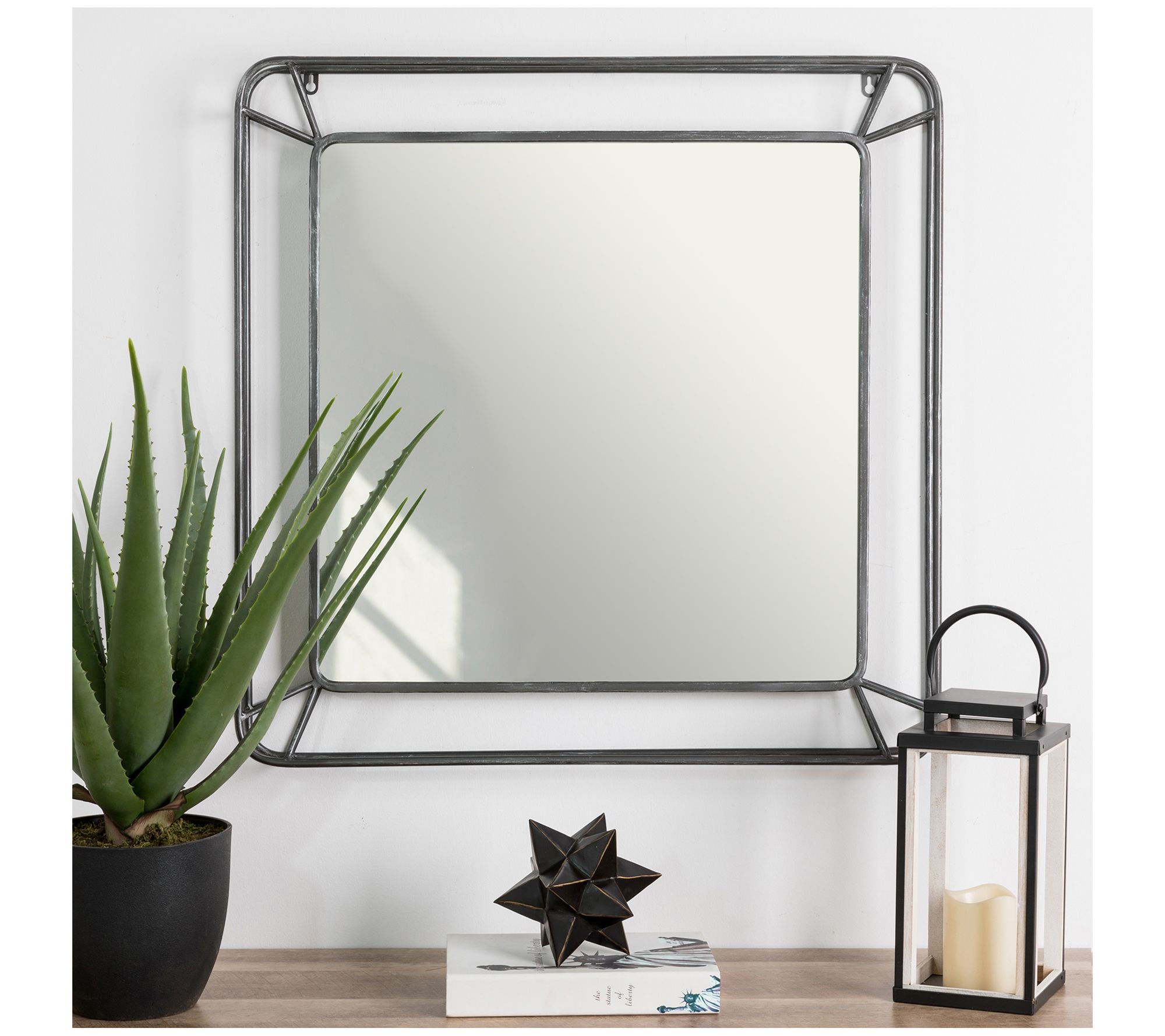 Glitzhome Contempo Square Metal Wall Mirror