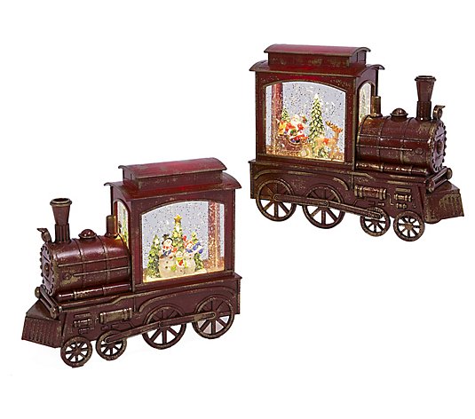 Set of 2 9.25-Inch Long Water Globe Train by Gerson Co