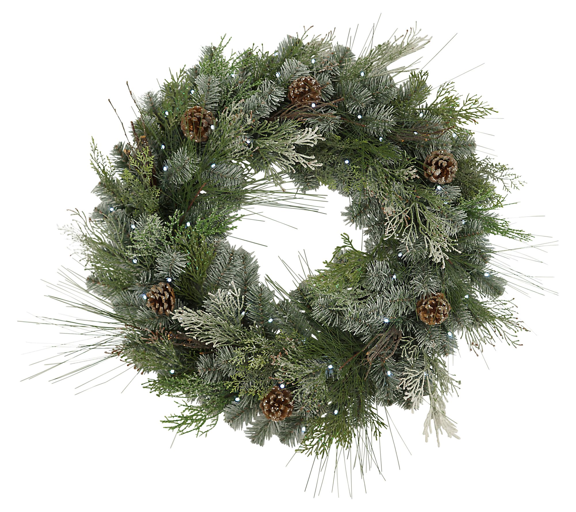 32"D Snowy Mixed Pine Wreath w/ LED Lights by Gerson Co