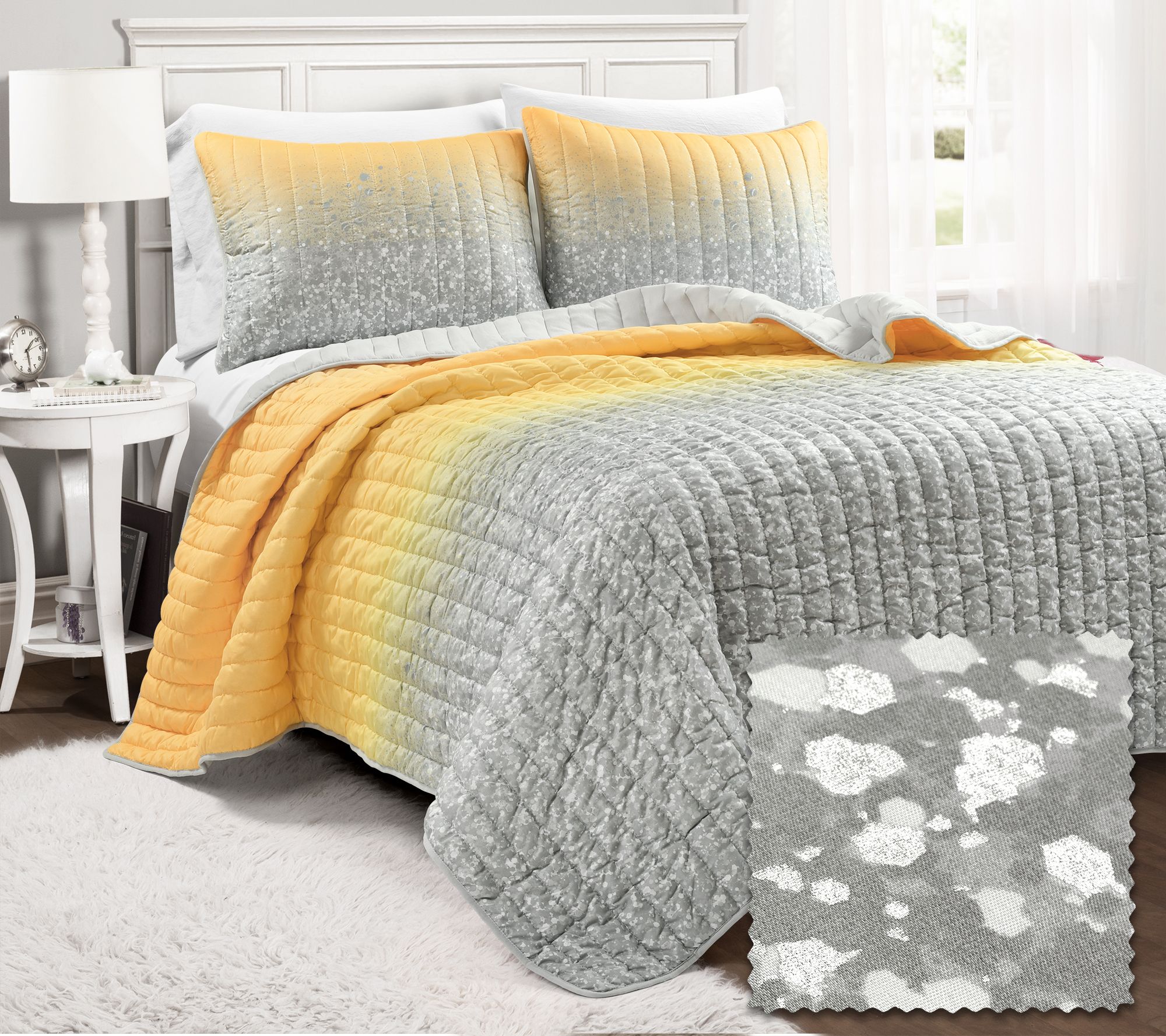Lush Home Glitter Ombre Metallic Print Twin Qui lt