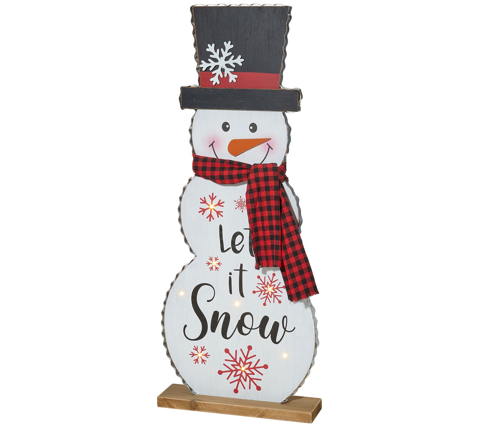 Glitzhome 36" Wooden Christmas Snowman Porch Decor With Light