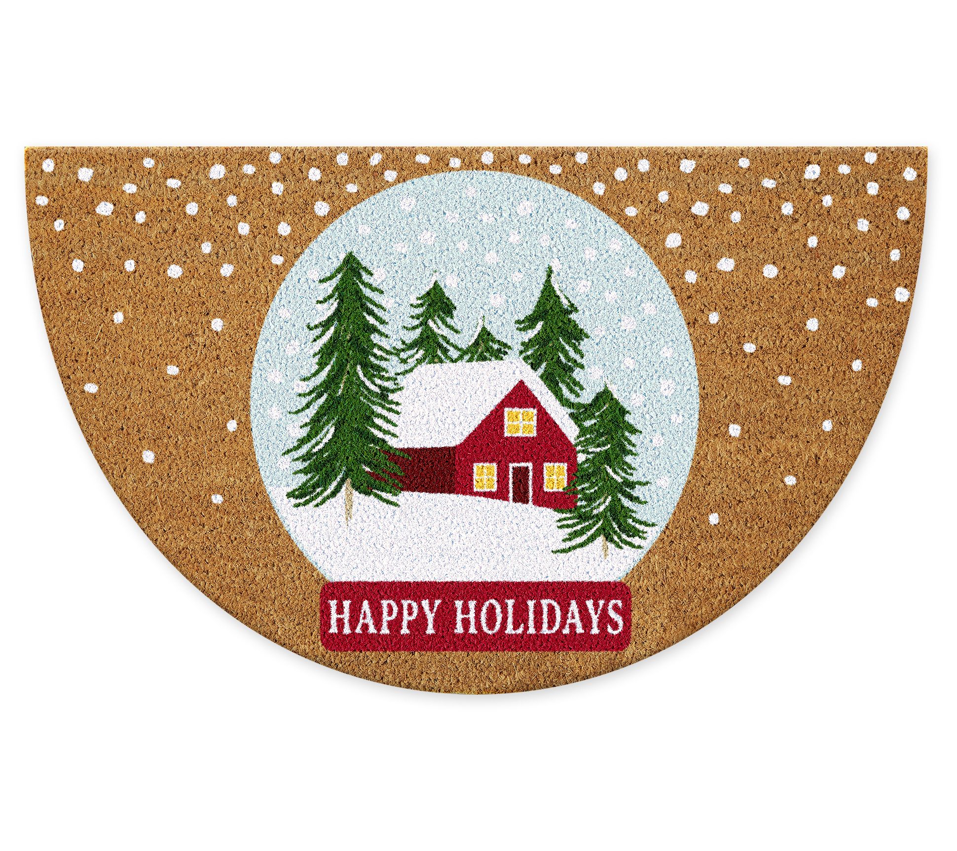 Design Imports Happy Holidays Snow Globe 17" x 29" Doormat