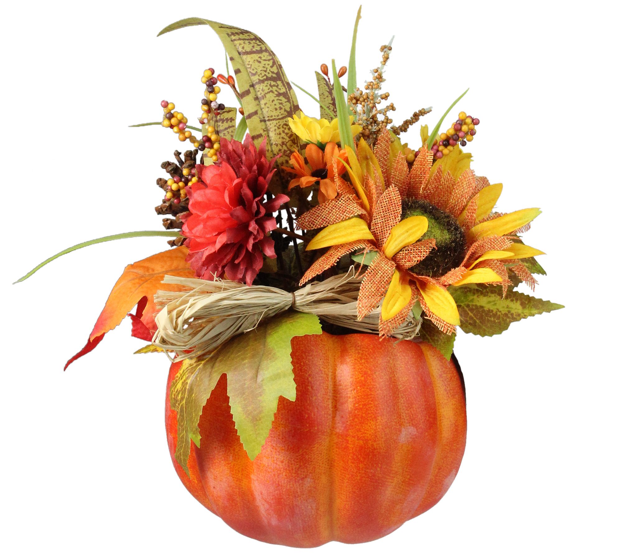 Northlight Autumn Harvest Floral Filled PumpkinTable Decor