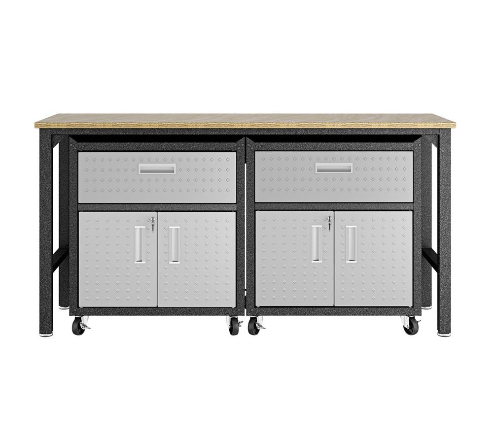 Manhattan Comfort 3-Pc Fortress Garage Cabinetand Worktable 4