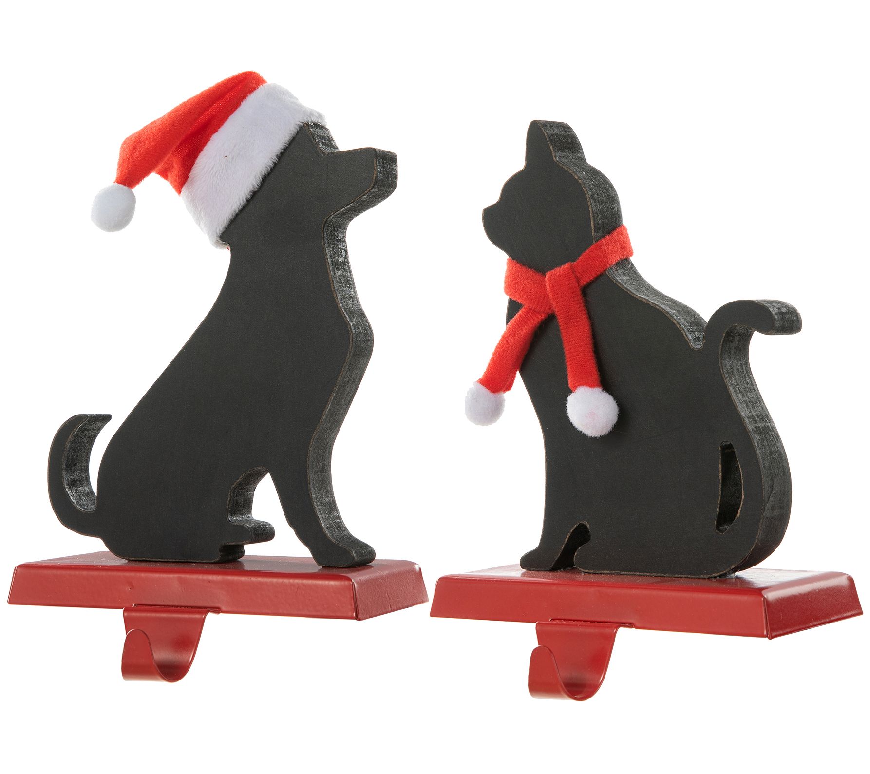 Glitzhome Cat & Dog Christmas Stocking Holder S/2