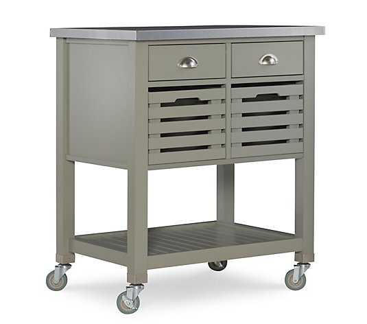 Linon Home Rory Kitchen Rolling Prep Island Cart With Storage
