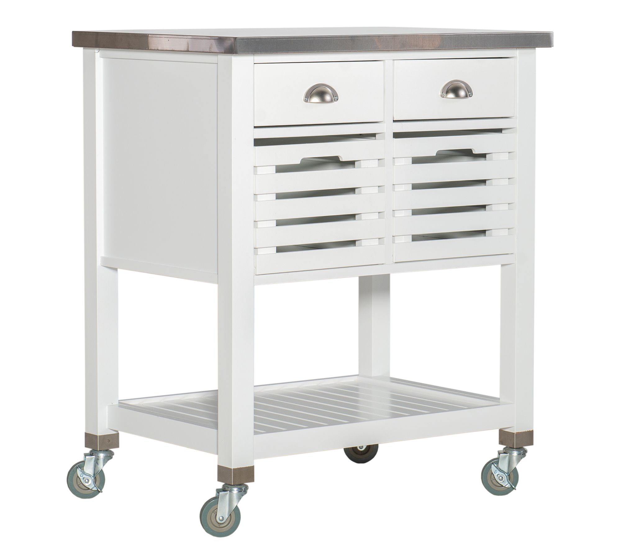 Linon Home Rory Kitchen Rolling Prep Island Cart With Storage