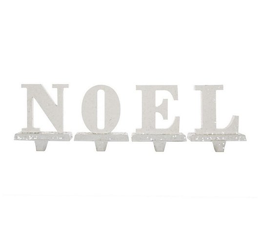 Glitzhome Set of 4 Sturdy Metal "NOEL" StockingHolder W/ Hook