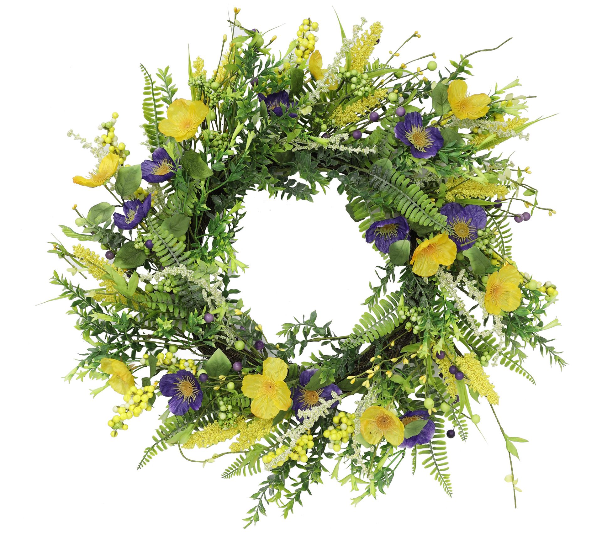 Puleo International 24" Spring Purple/Yellow Floral Wreath
