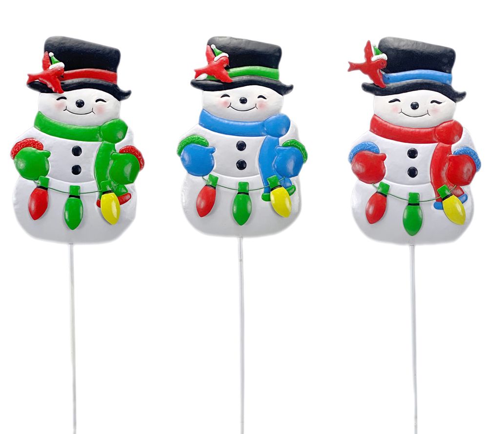 Temp-tations Set of 3 Snowman Garden Stakes
